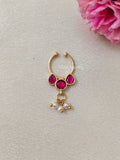 Premium Quality Gold Finish Jadau Septum Nose Pin