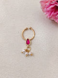 Premium Quality Gold Finish Jadau Septum Nose Pin