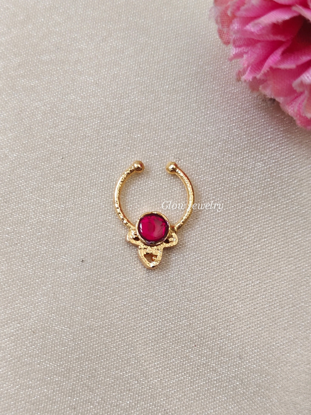 Premium Quality Gold Finish Kemp Stone Septum Nose Pin
