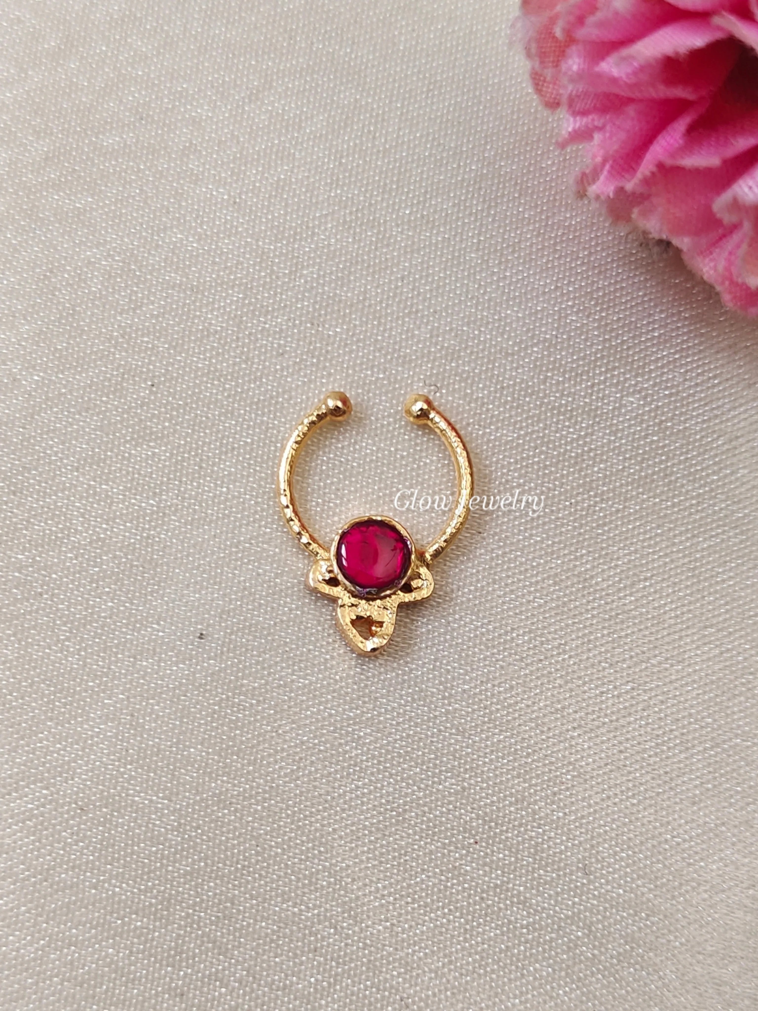 Premium Quality Gold Finish Kemp Stone Septum Nose Pin