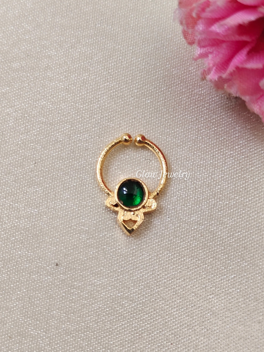 Premium Quality Gold Finish Kemp Stone Septum Nose Pin