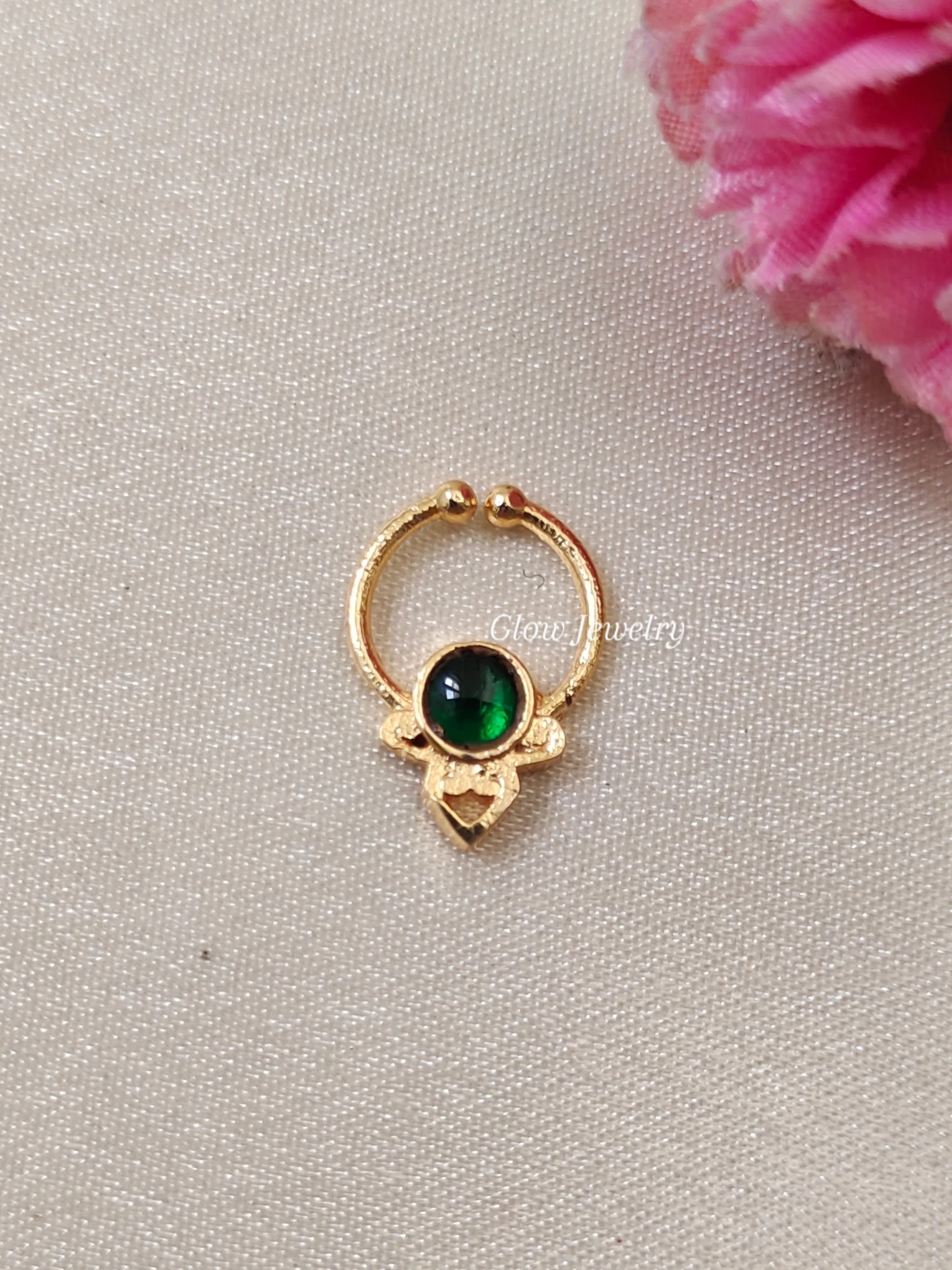 Premium Quality Gold Finish Kemp Stone Septum Nose Pin