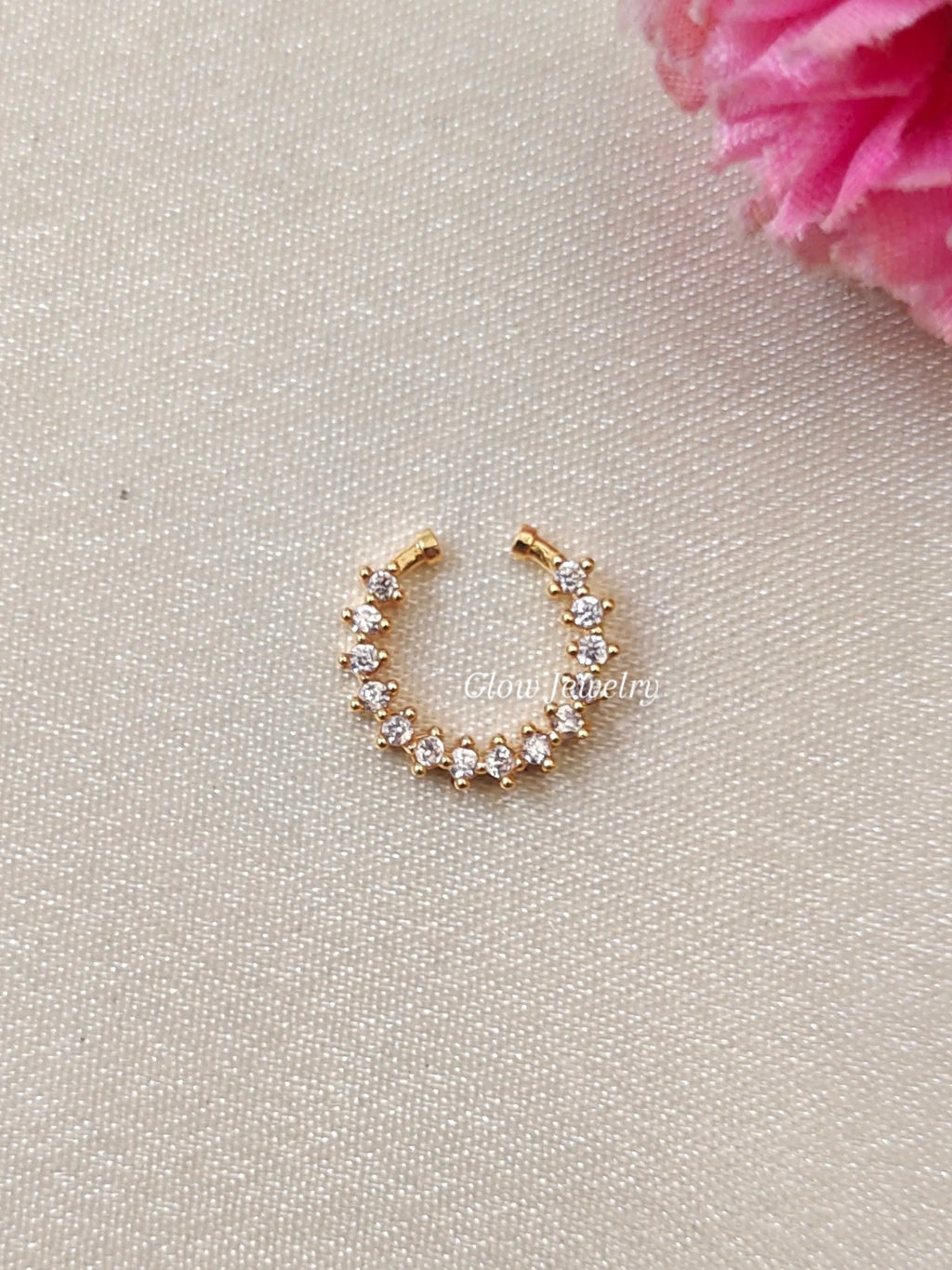 Premium Quality Gold Finish AD Stone Septum Nose Pin