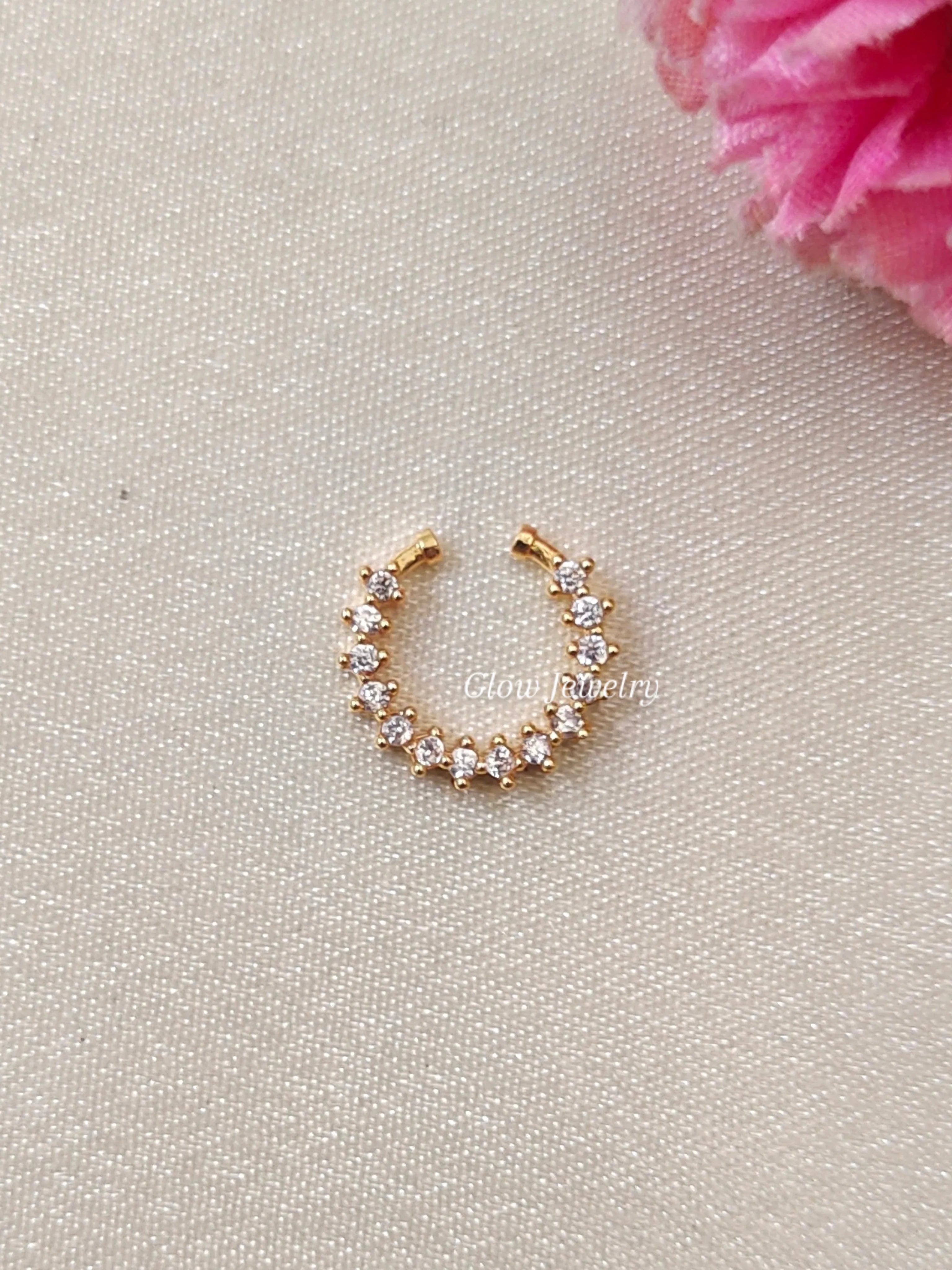 Premium Quality Gold Finish AD Stone Septum Nose Pin