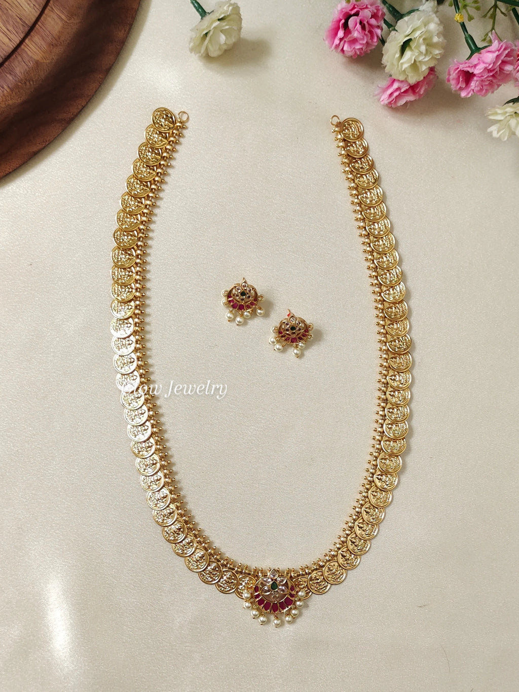 Premium Quality Lakshmi Kasu Haram with Floral Pendant