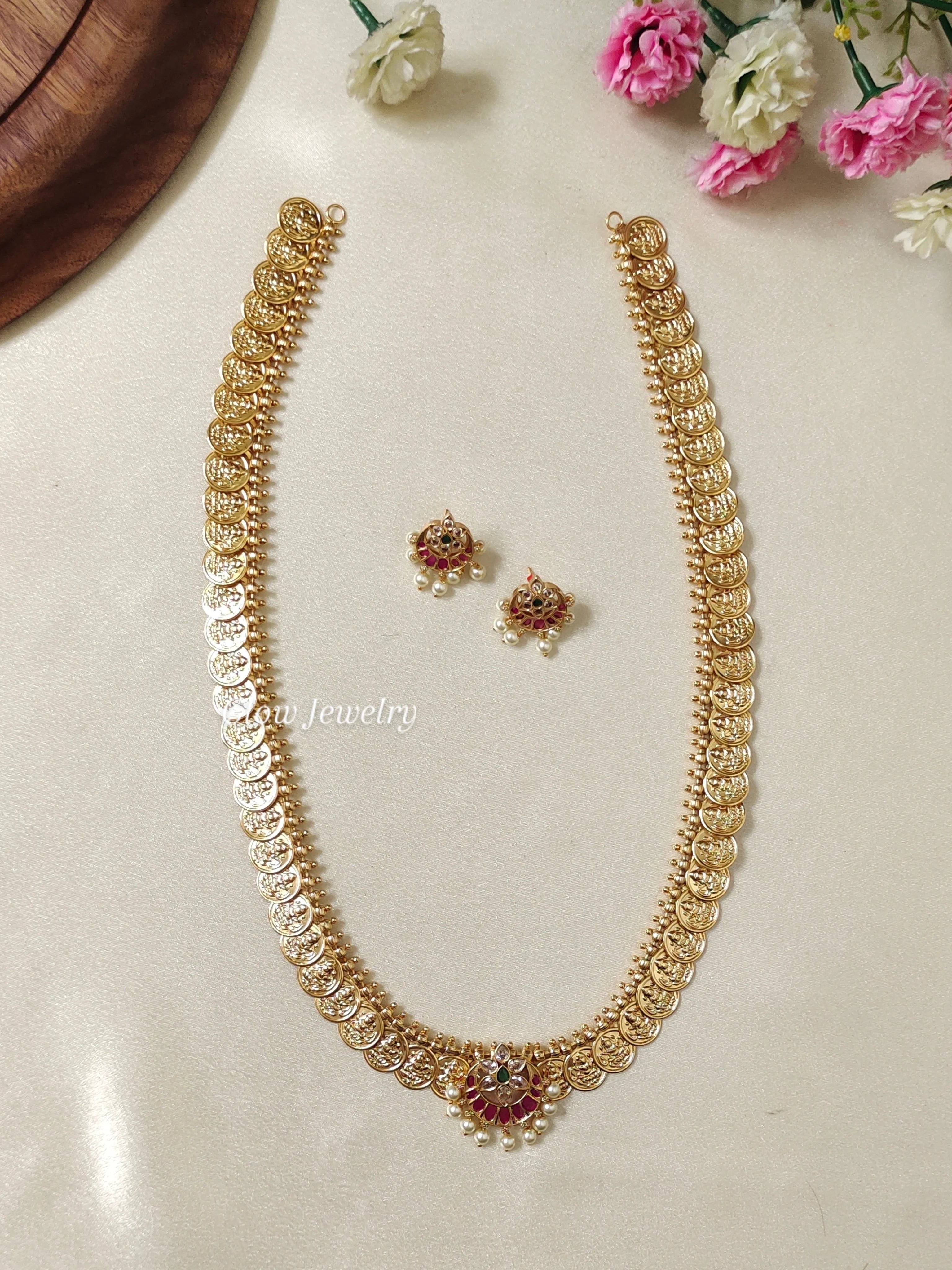 Premium Quality Lakshmi Kasu Haram with Floral Pendant