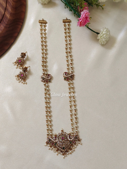 Premium Quality AD Stone Peacock 2 Layer Pearl Haram