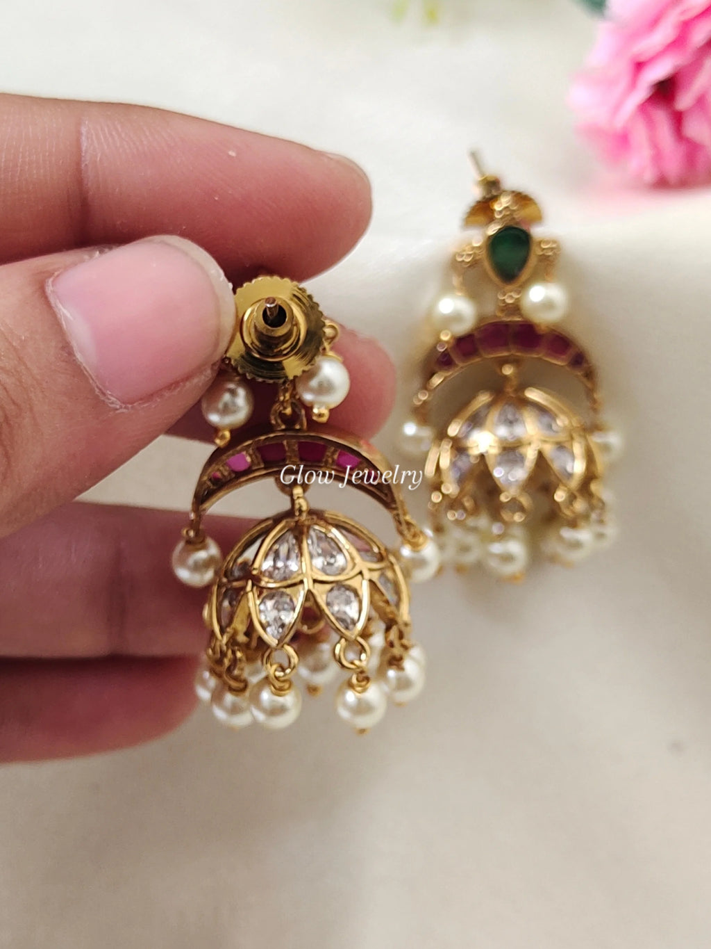 Premium Quality Gold Finish Kemp Stone Jumka