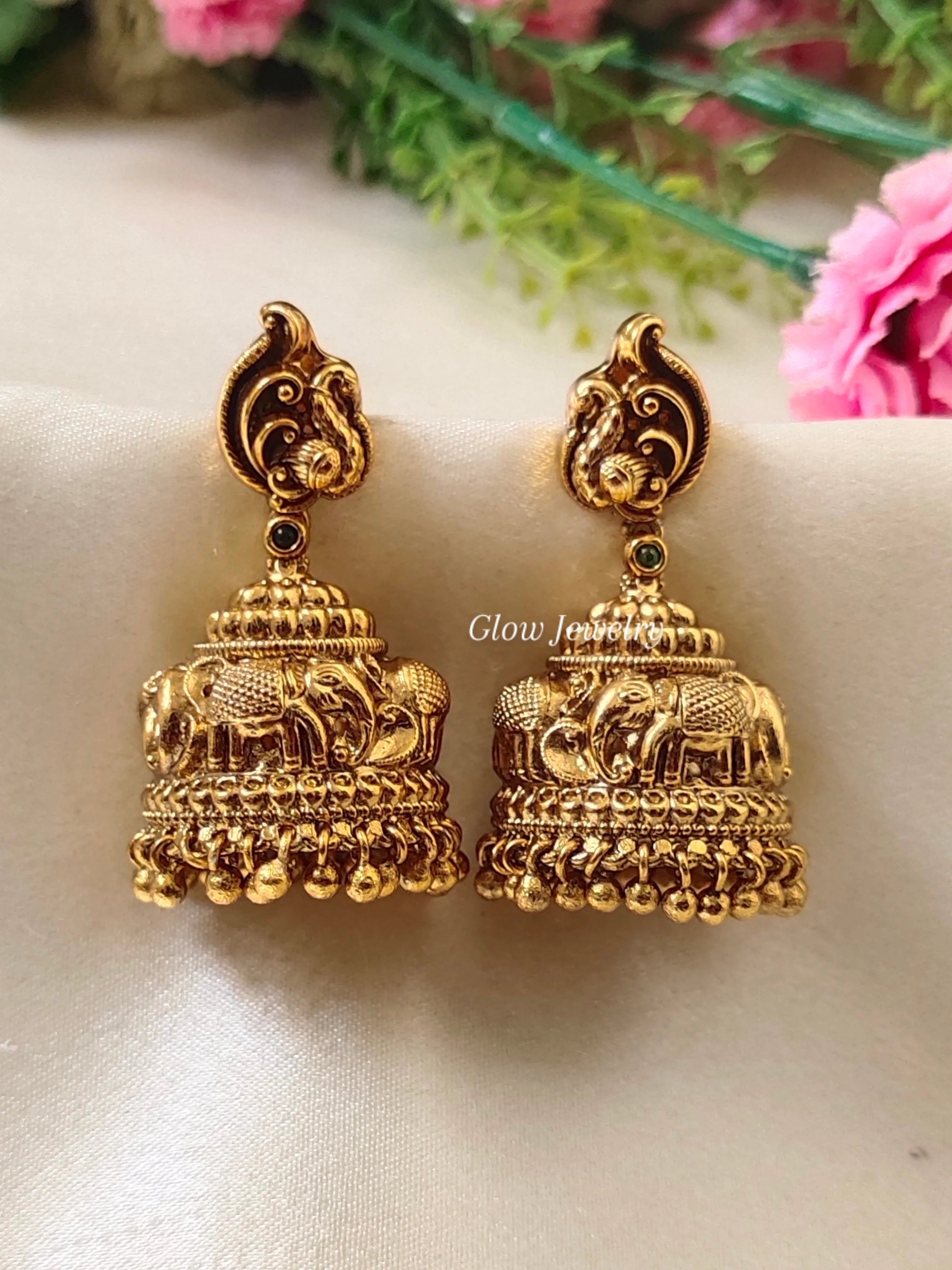 Premium Quality Gold Finish Elephant Design Jumka