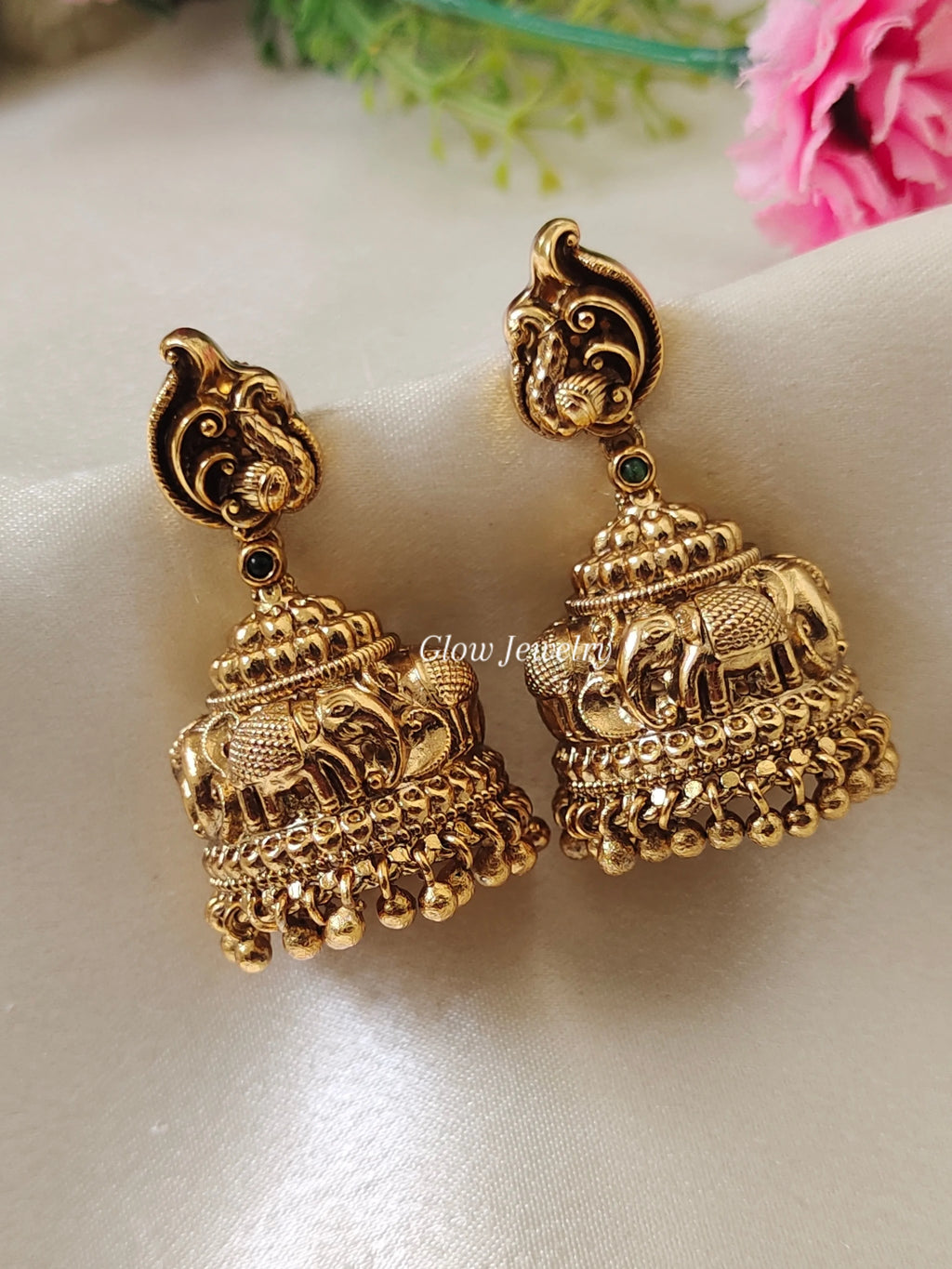 Premium Quality Gold Finish Elephant Design Jumka