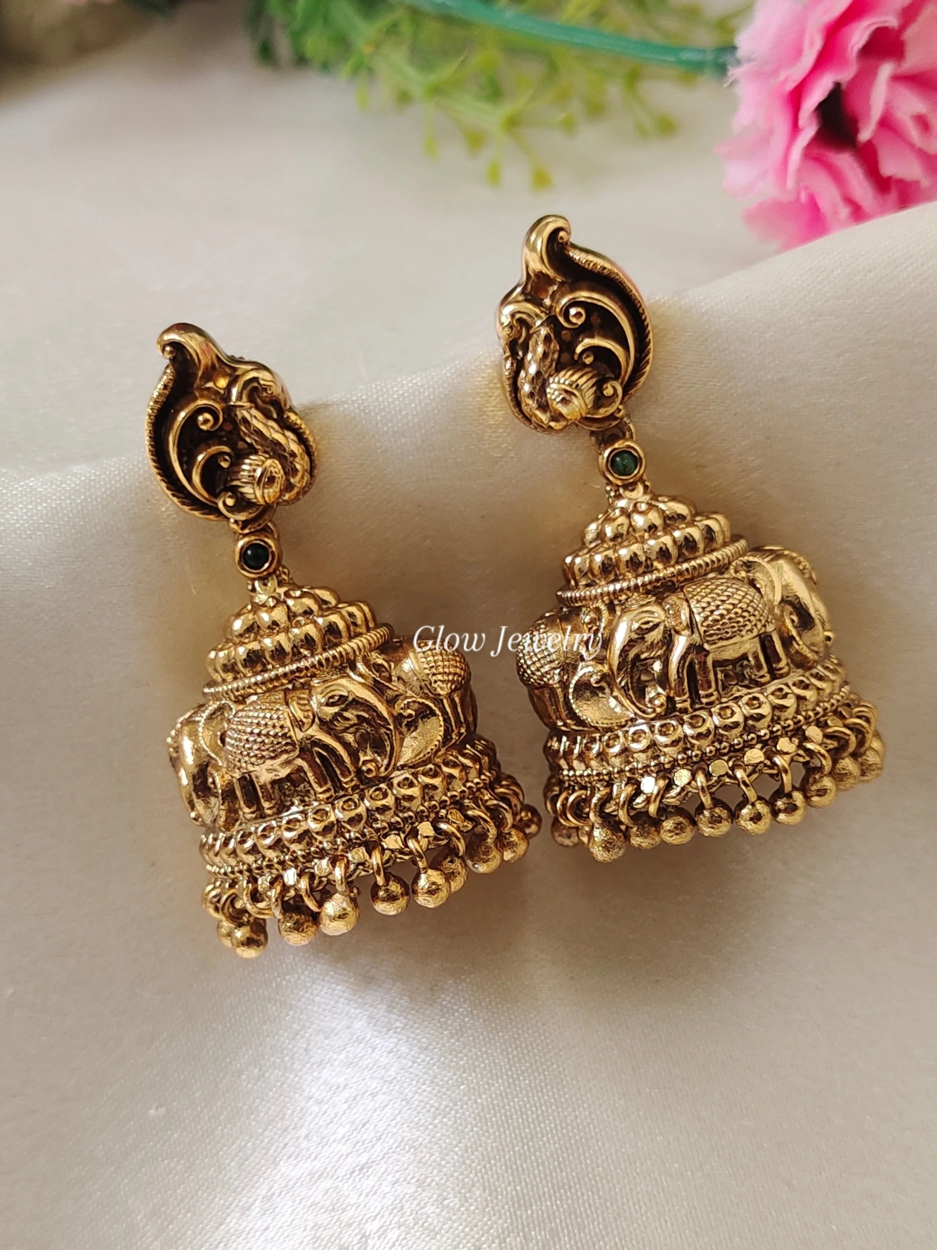 Premium Quality Gold Finish Elephant Design Jumka