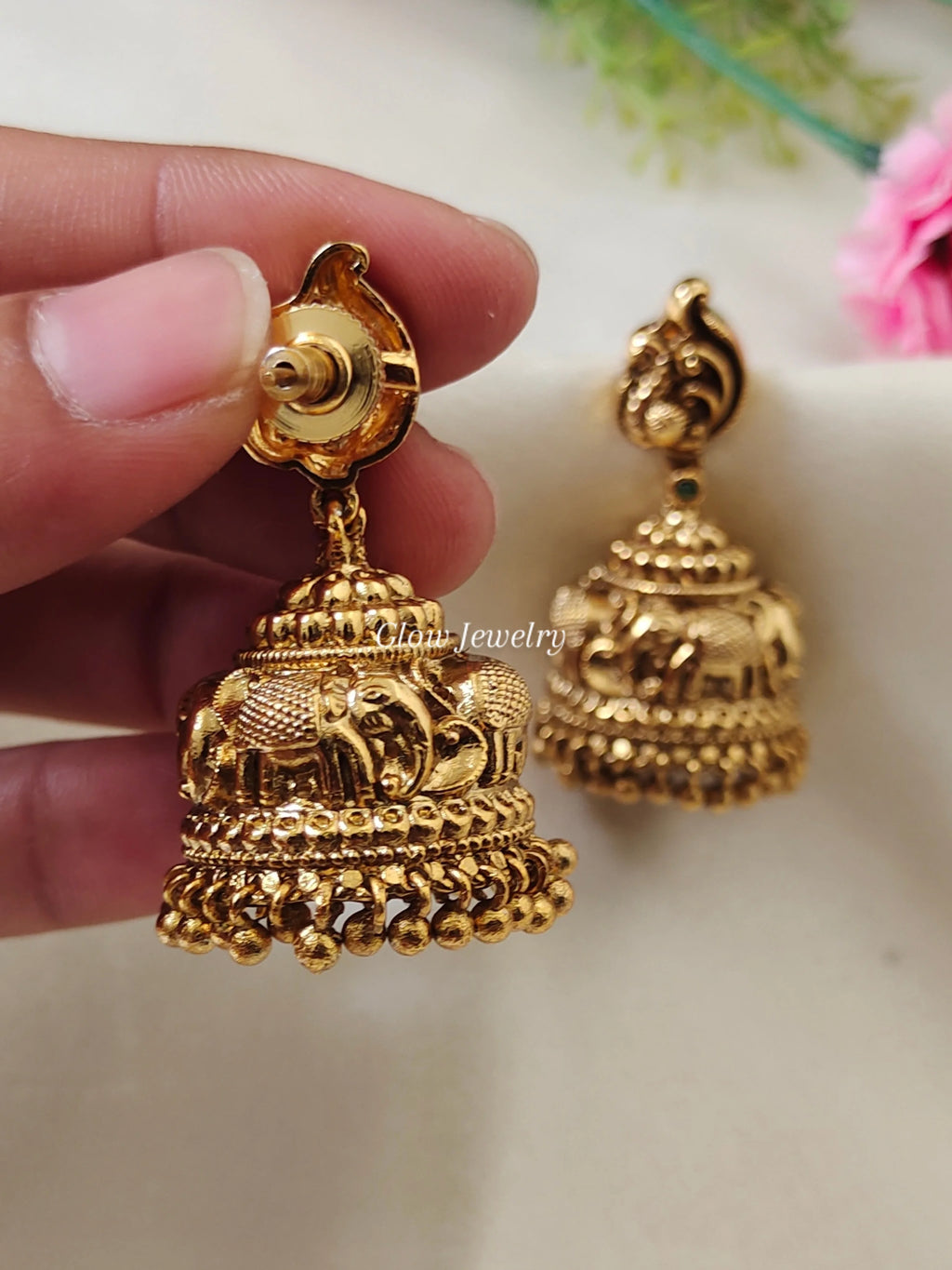 Premium Quality Gold Finish Elephant Design Jumka