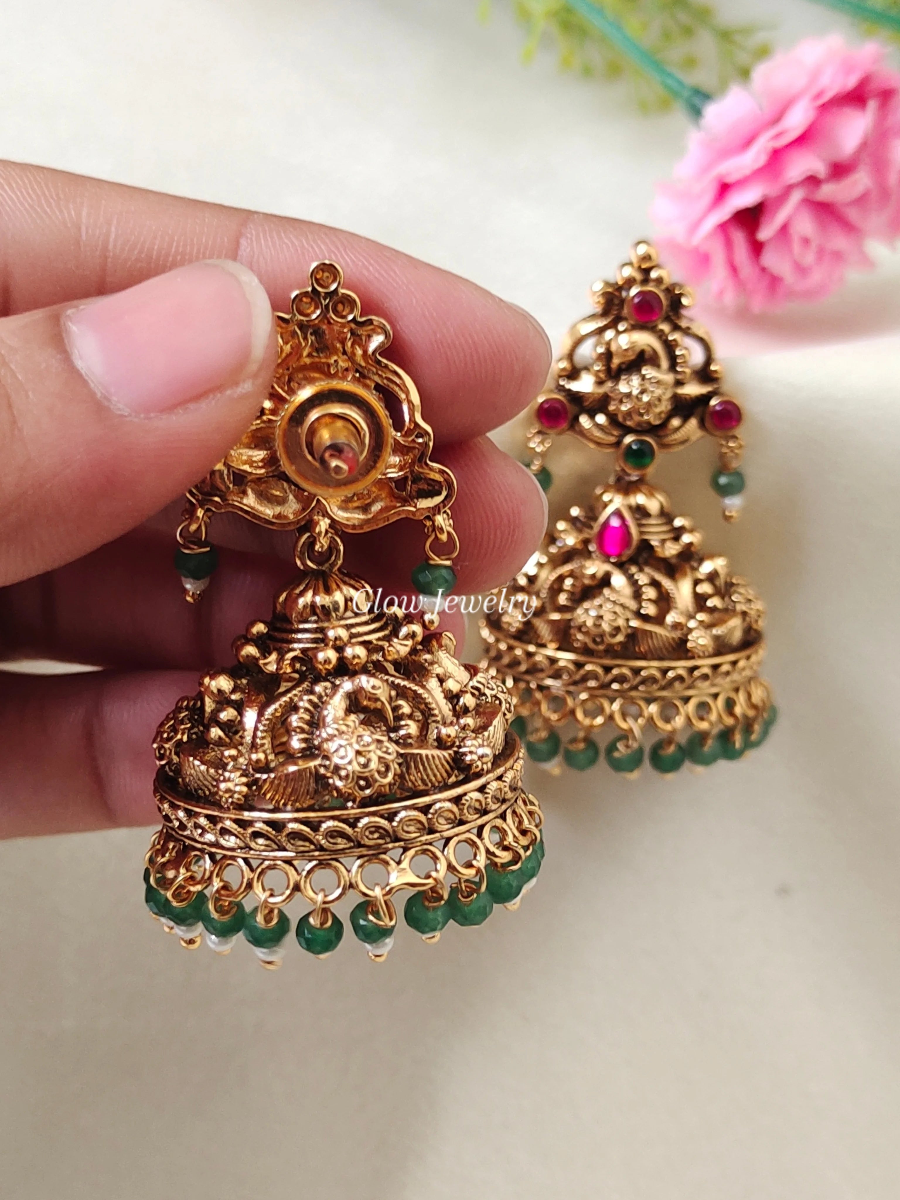 Premium Quality Gold Look Alike Peacock Jumka