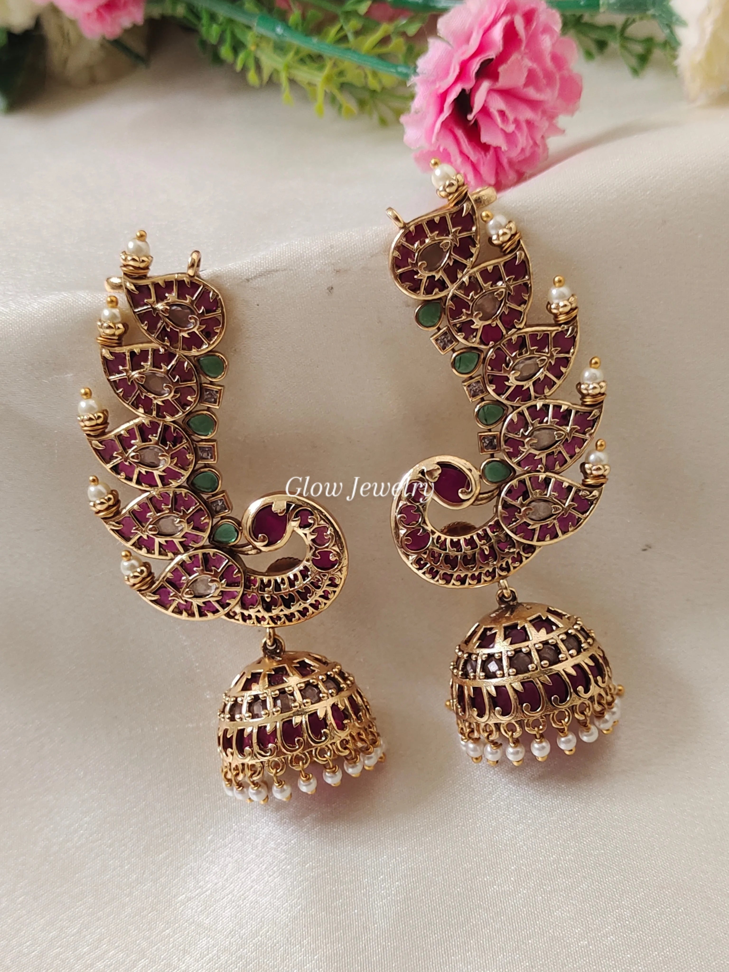 Premium Quality Kemp Stone Peacock Ear Cuff Jumka