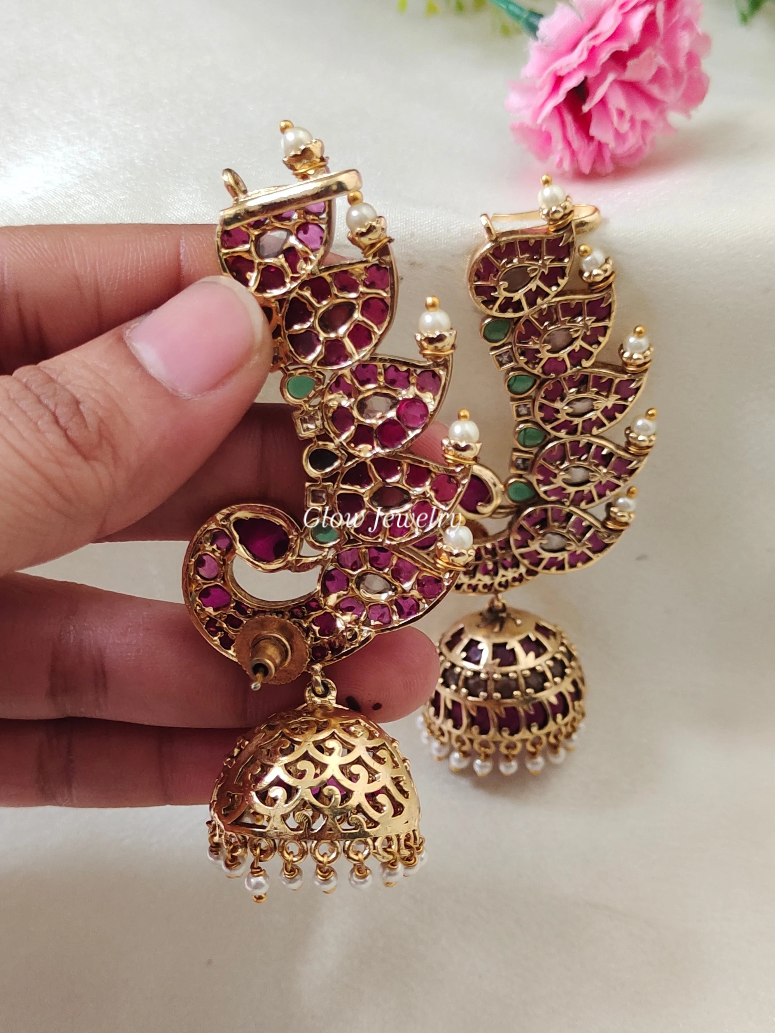 Premium Quality Kemp Stone Peacock Ear Cuff Jumka
