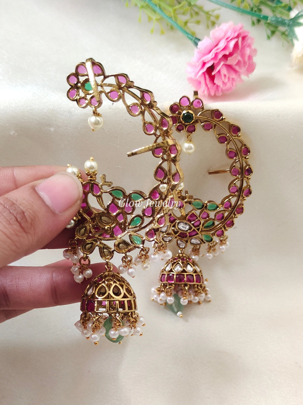 Premium Quality Real Kemp Stone Peacock Ear Cuff Jumka