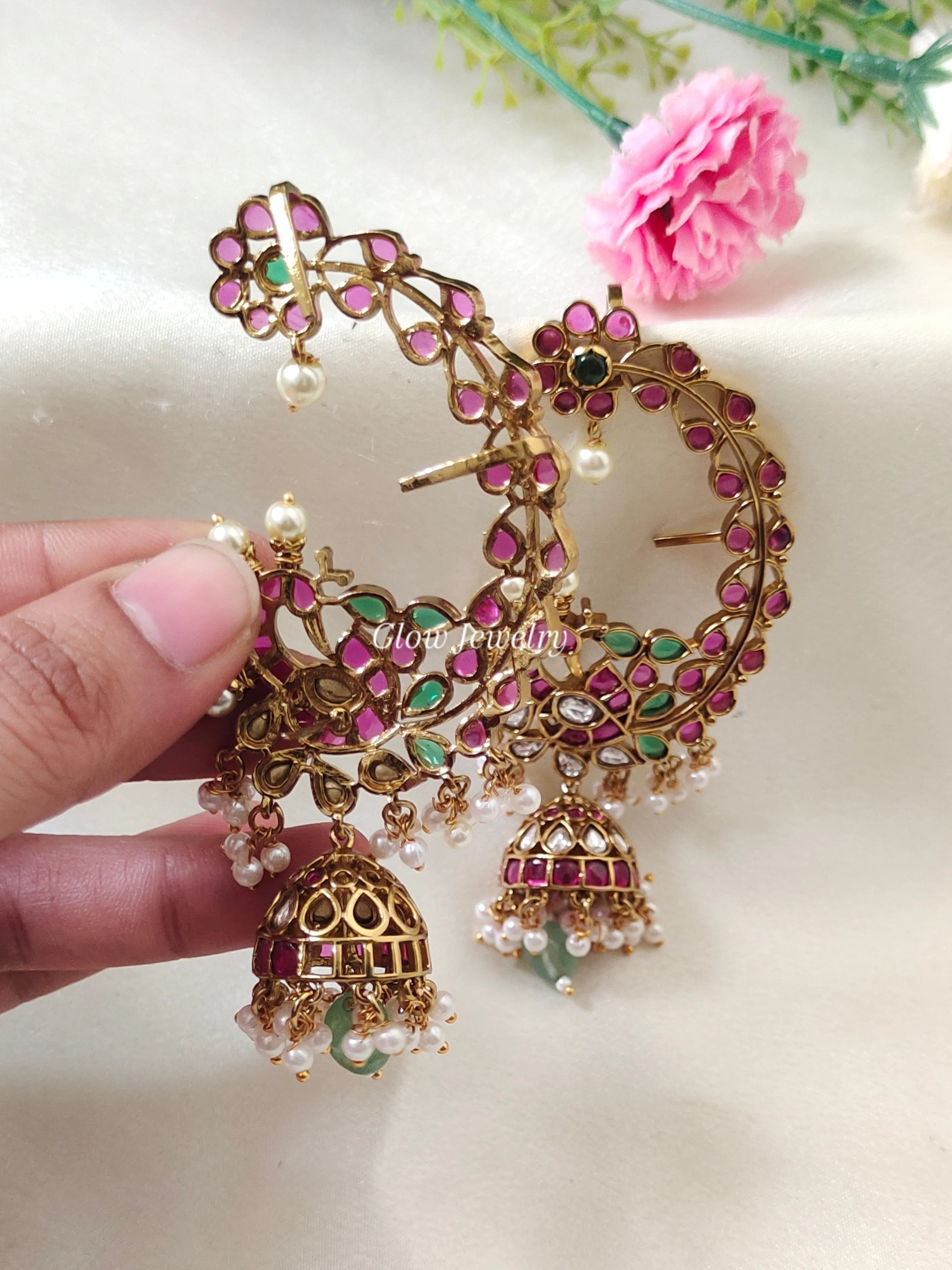 Premium Quality Real Kemp Stone Peacock Ear Cuff Jumka