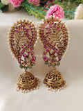 Premium Quality Kemp Stone Gold Alike Peacock Ear Cuff Jumka