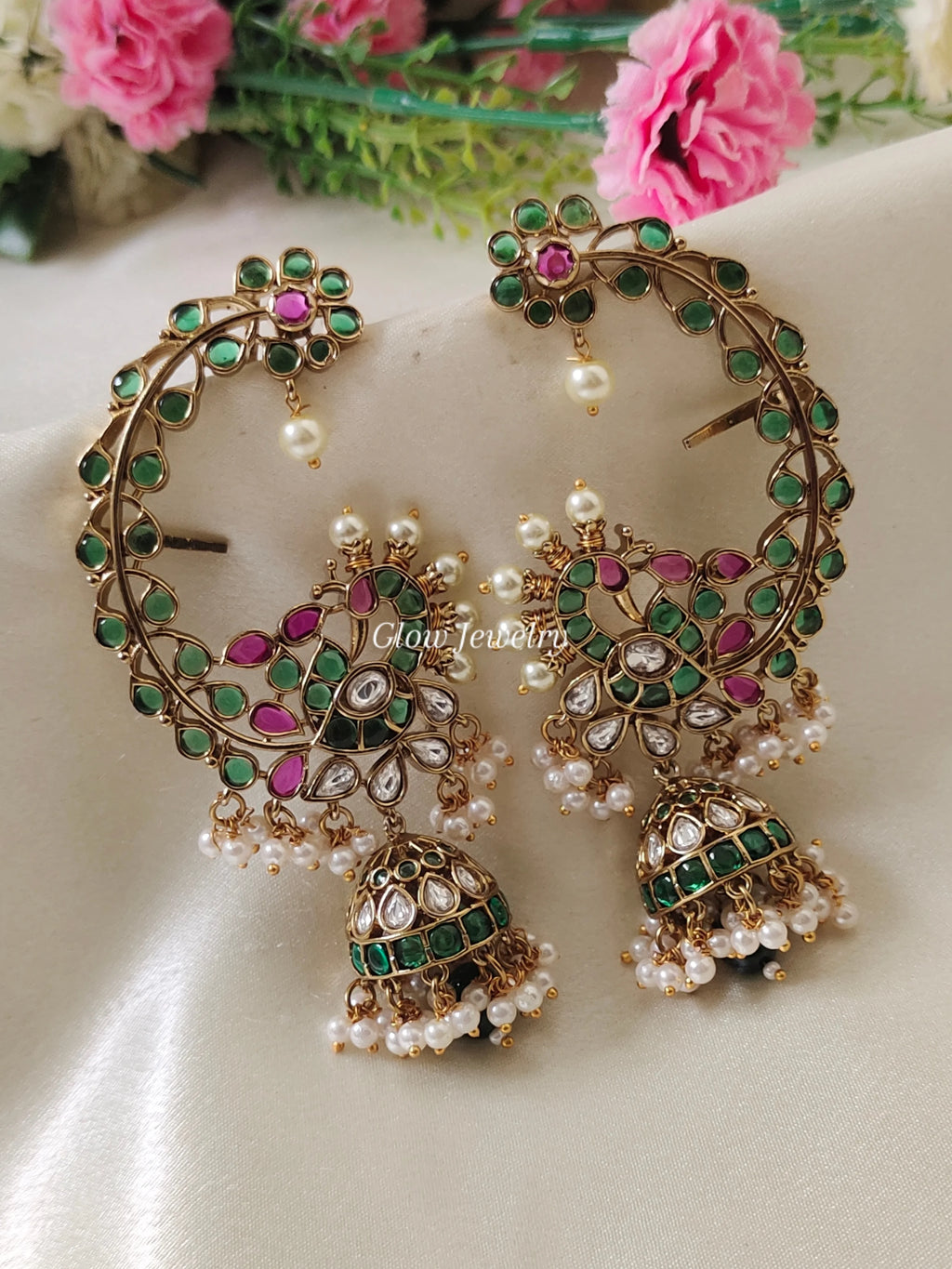 Premium Quality Real Kemp Stone Peacock Ear Cuff Jumka