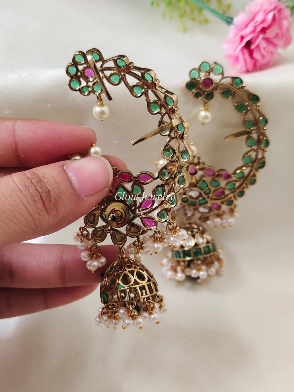 Premium Quality Real Kemp Stone Peacock Ear Cuff Jumka