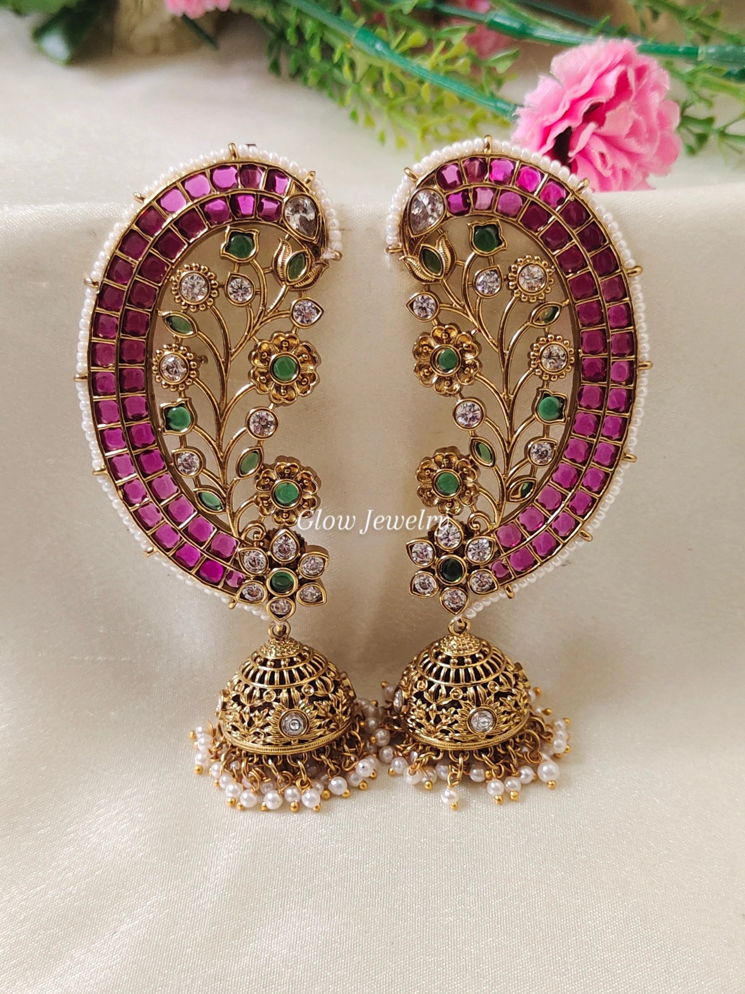 Premium Quality Kemp Stone Floral Ear Cuff Jumka