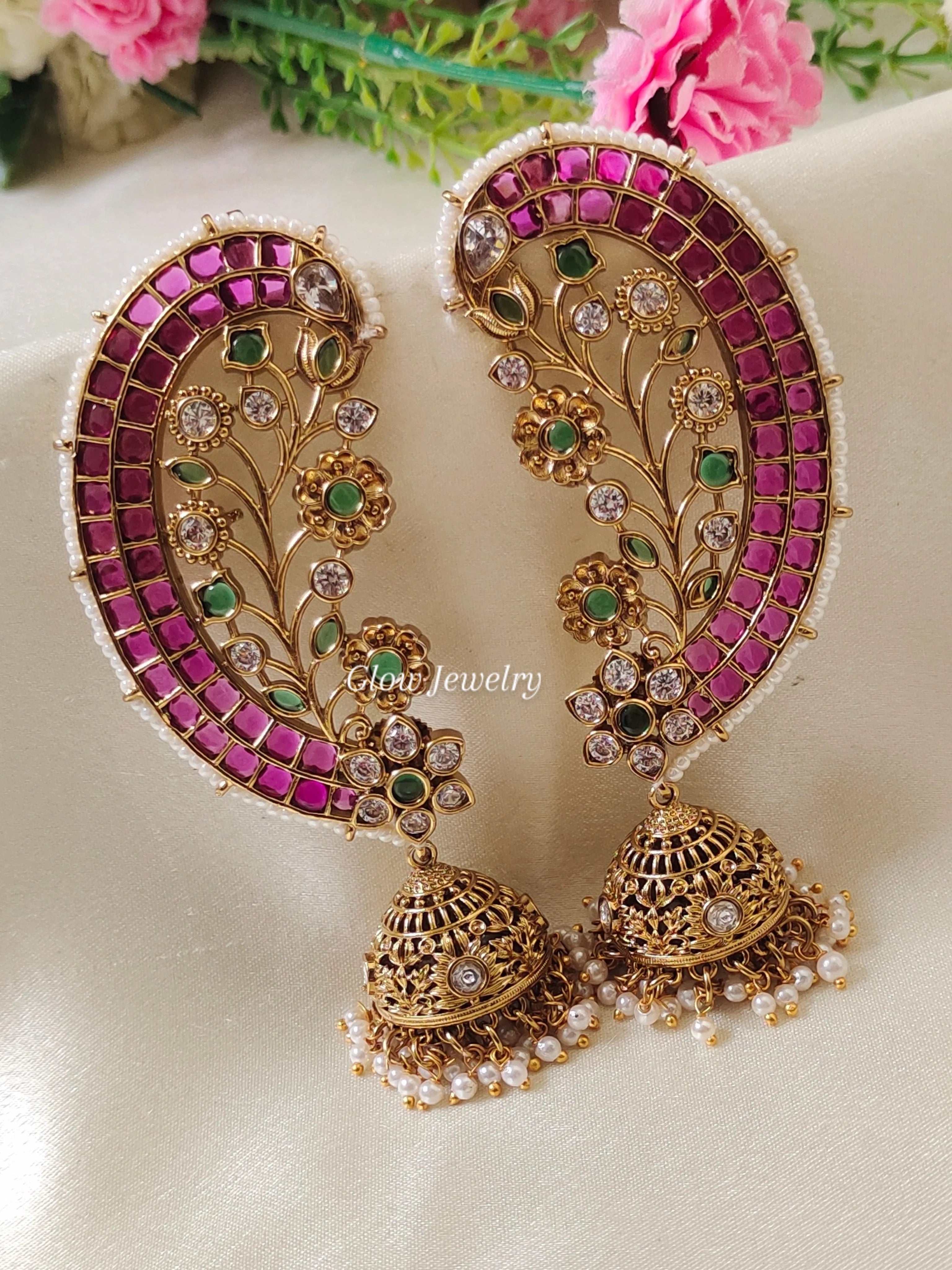 Premium Quality Kemp Stone Floral Ear Cuff Jumka