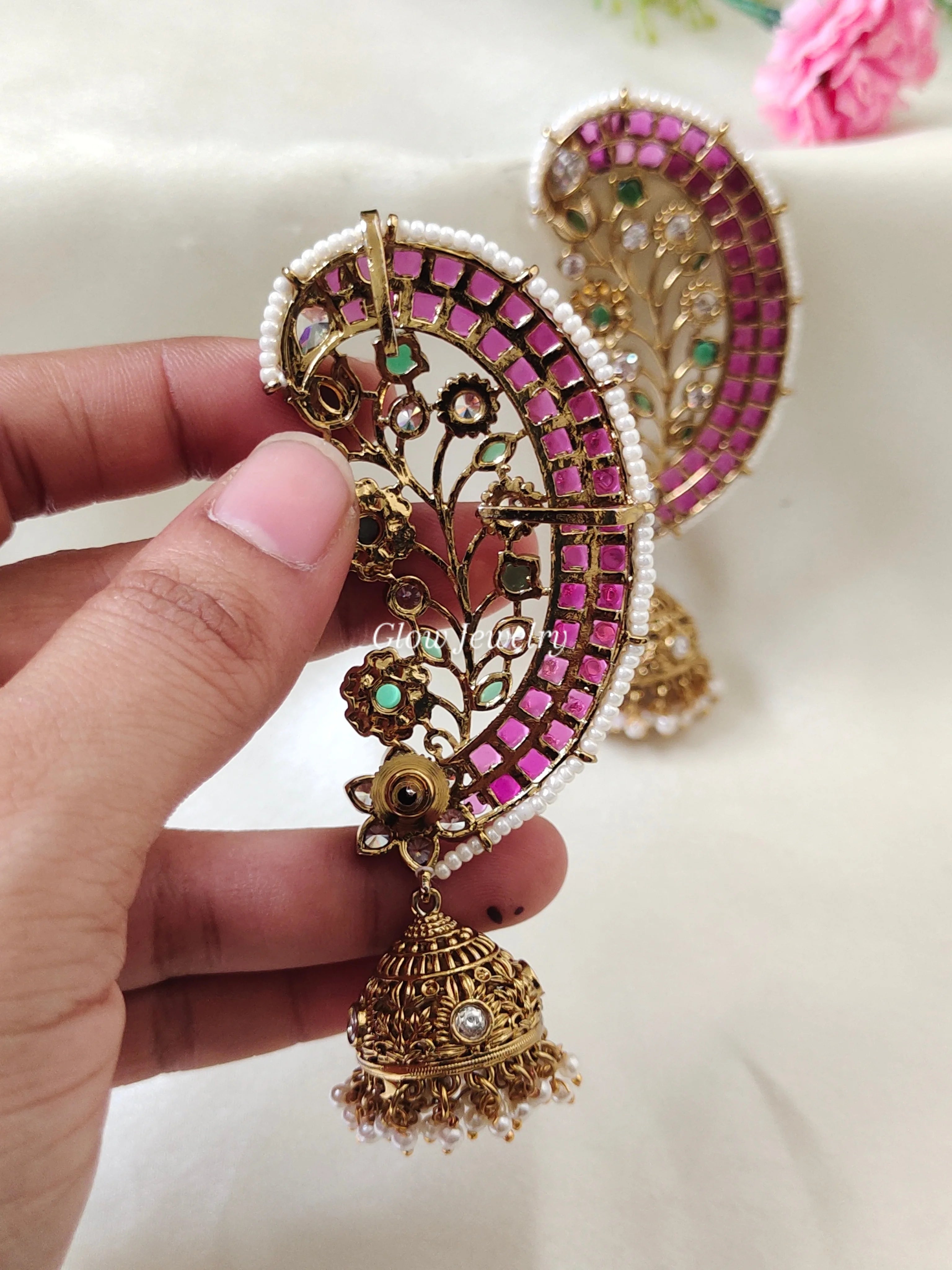 Premium Quality Kemp Stone Floral Ear Cuff Jumka