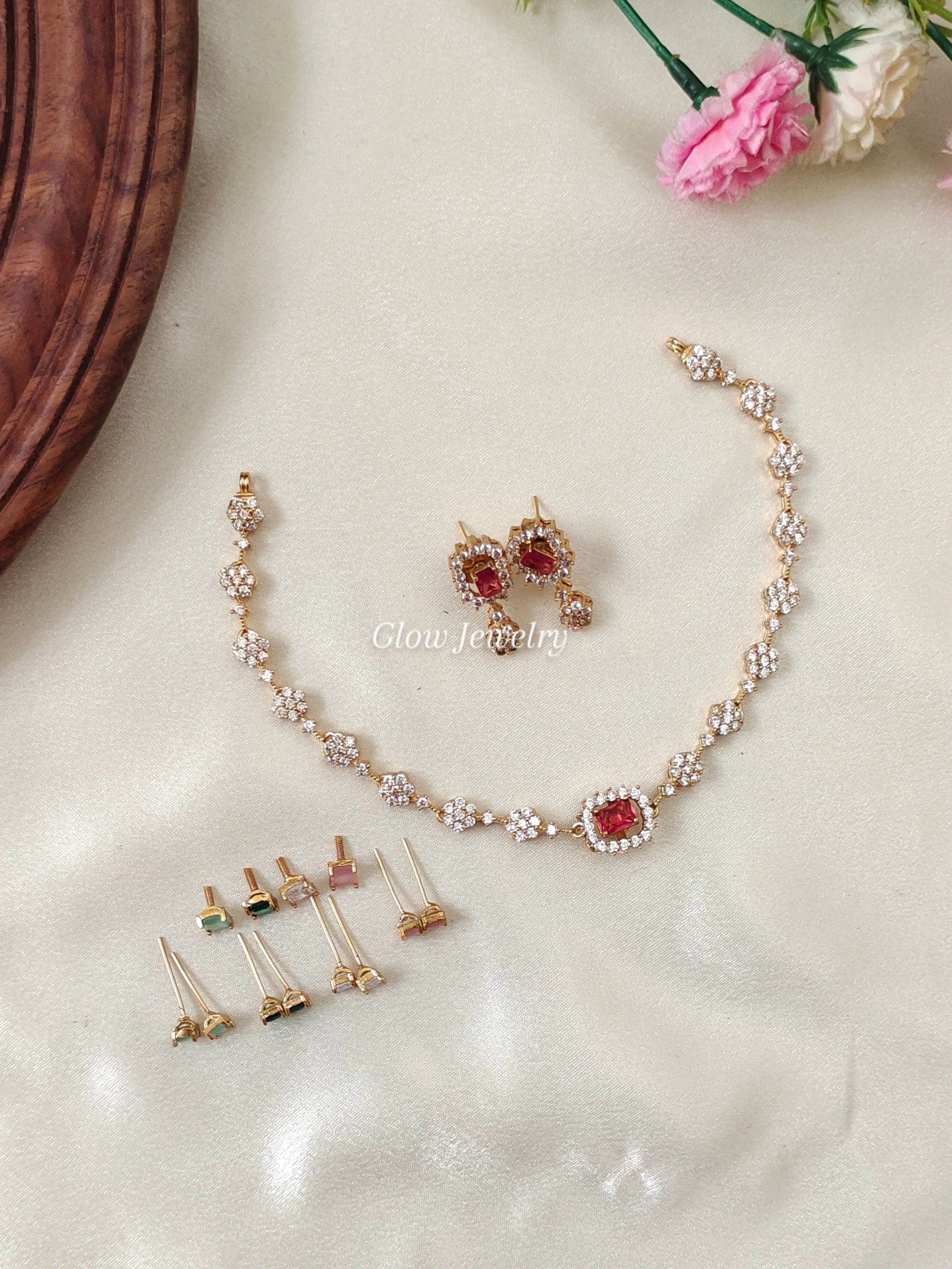 Premium Quality Interchangeable 5 in 1 AD Stone Necklace