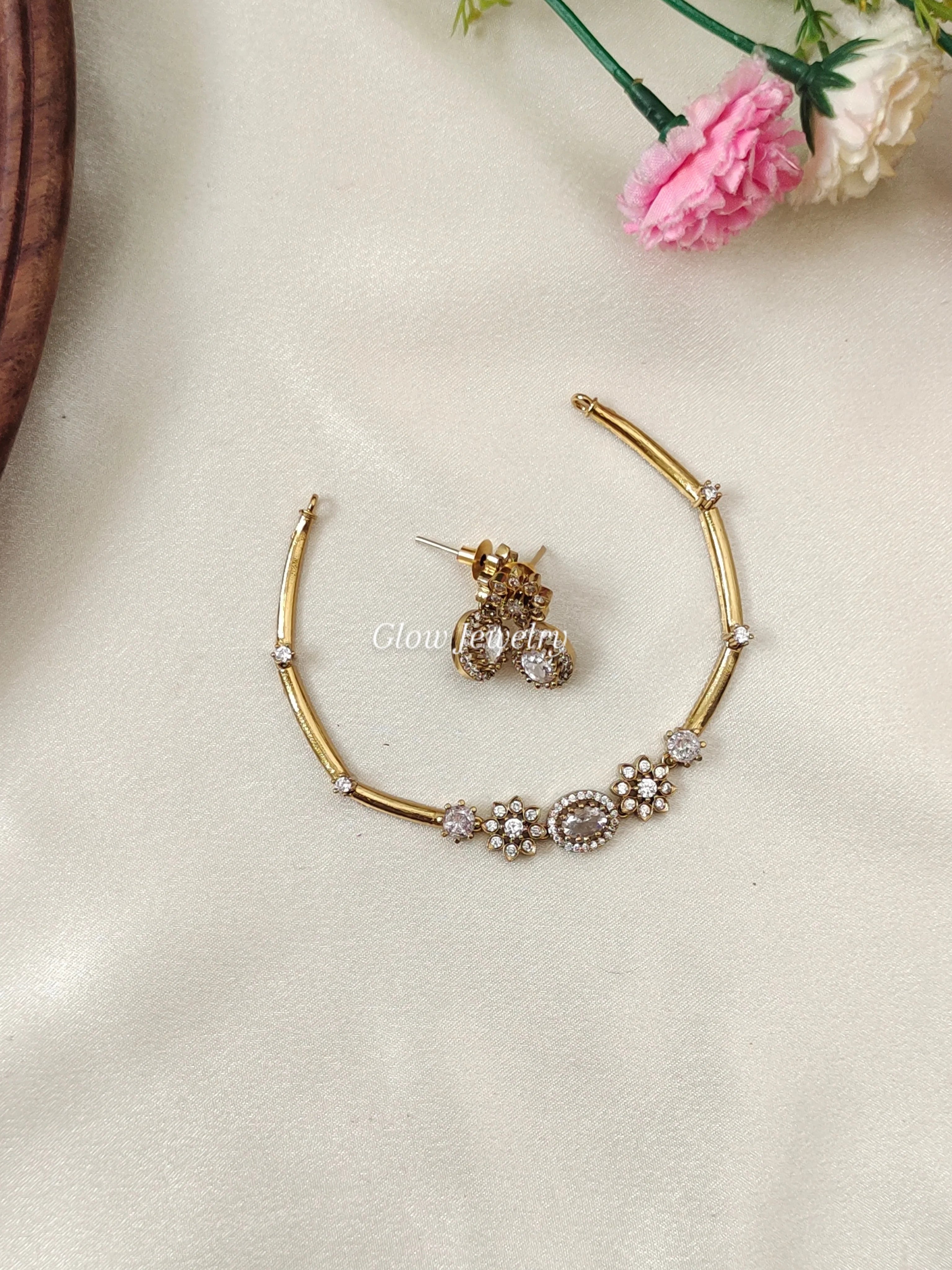 Premium Quality AD Stone Hasli Necklace