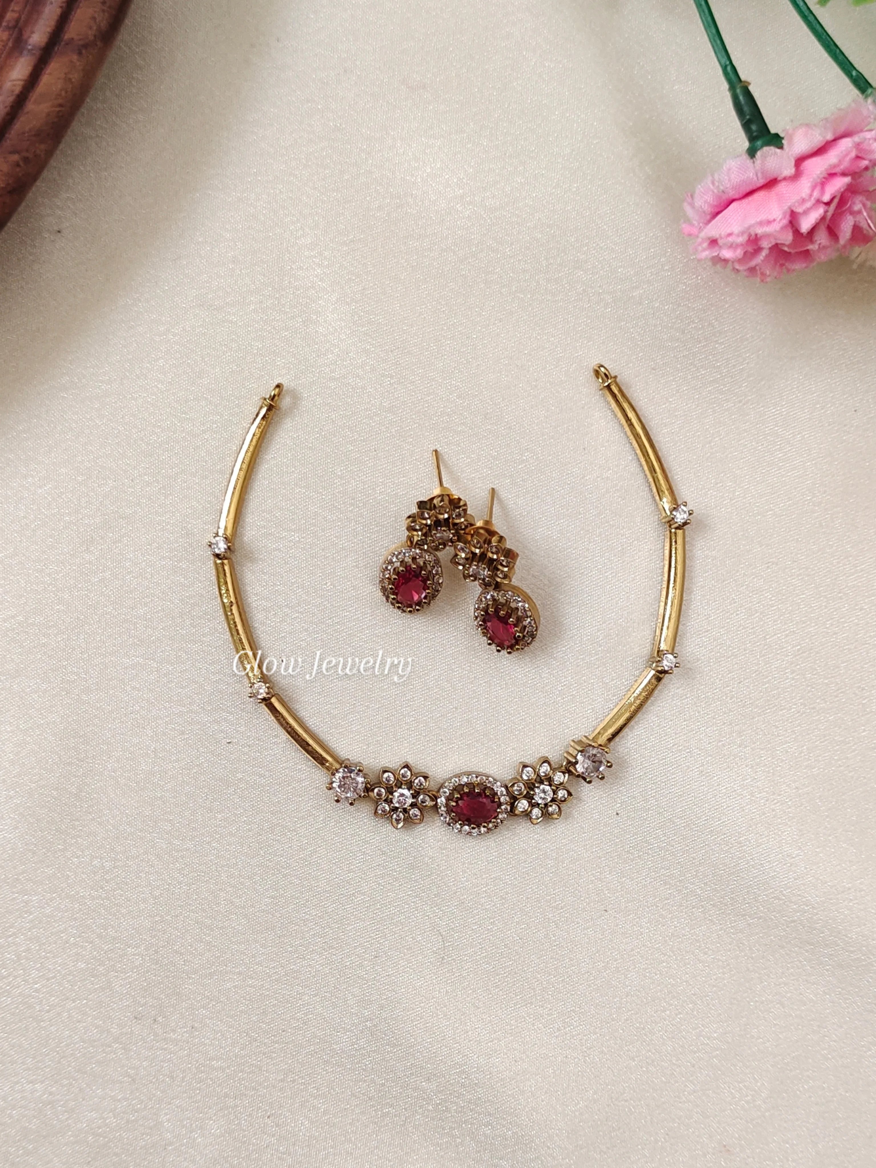 Premium Quality AD Stone Hasli Necklace