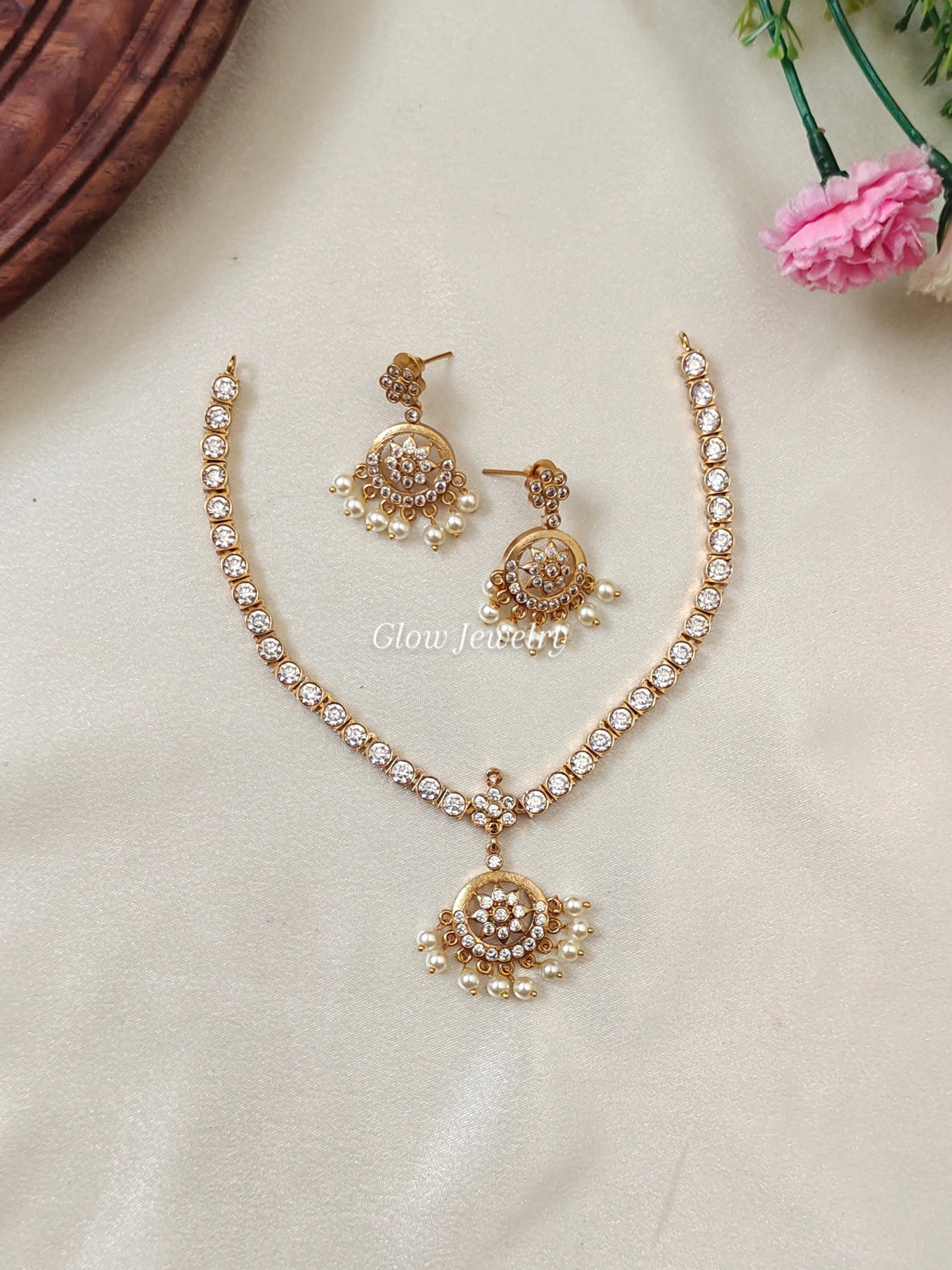 Premium Quality AD Stone Attigai Necklace