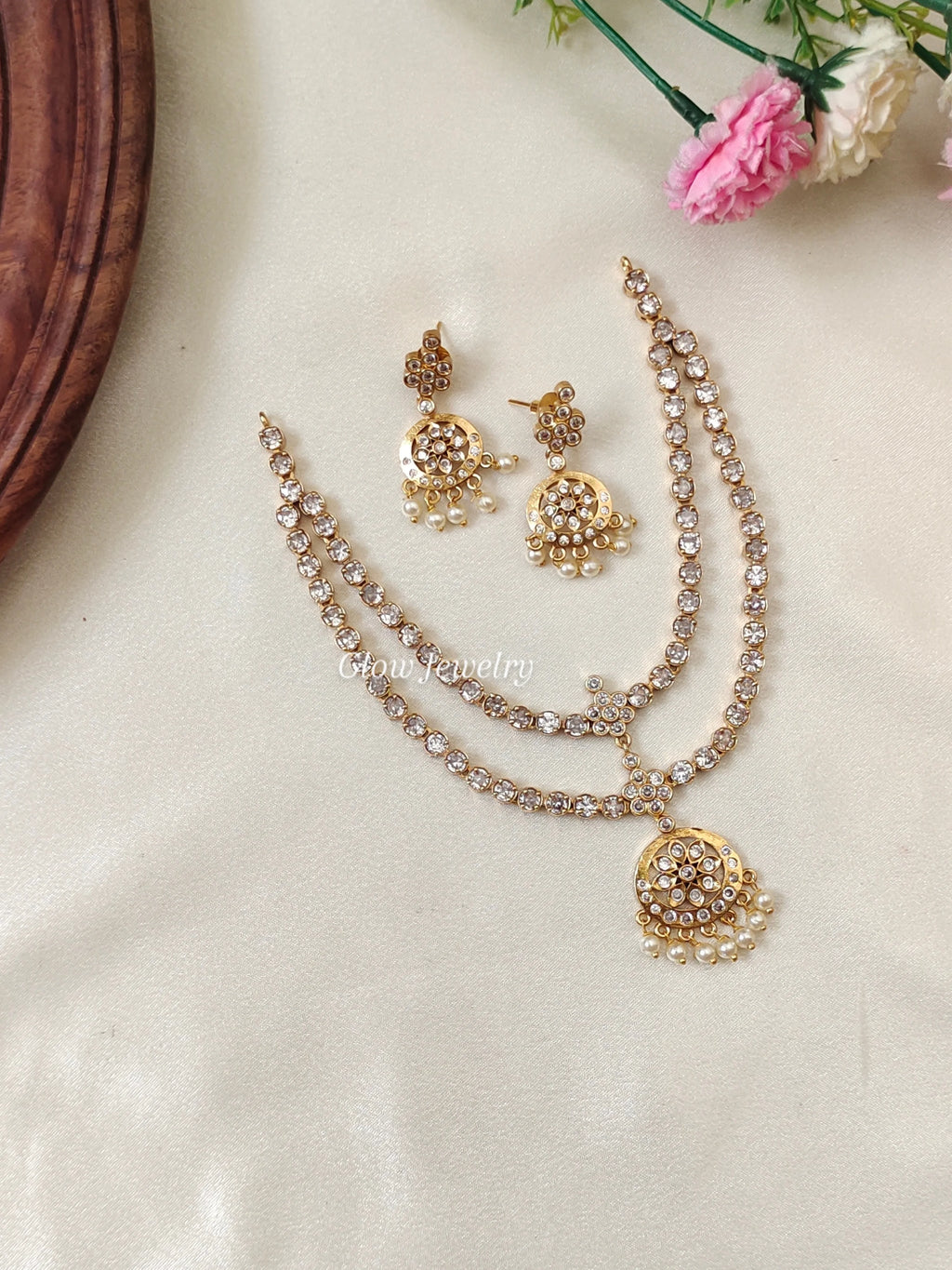Premium Quality AD Stone 2 Layer Attigai Necklace
