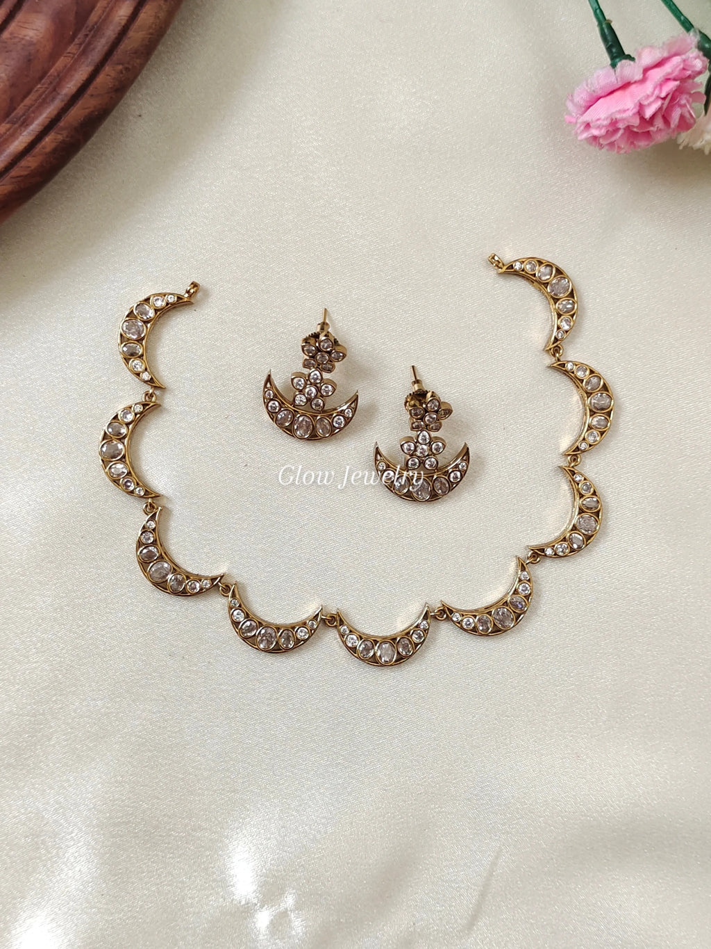 Premium Quality Half Moon AD Stone Necklace