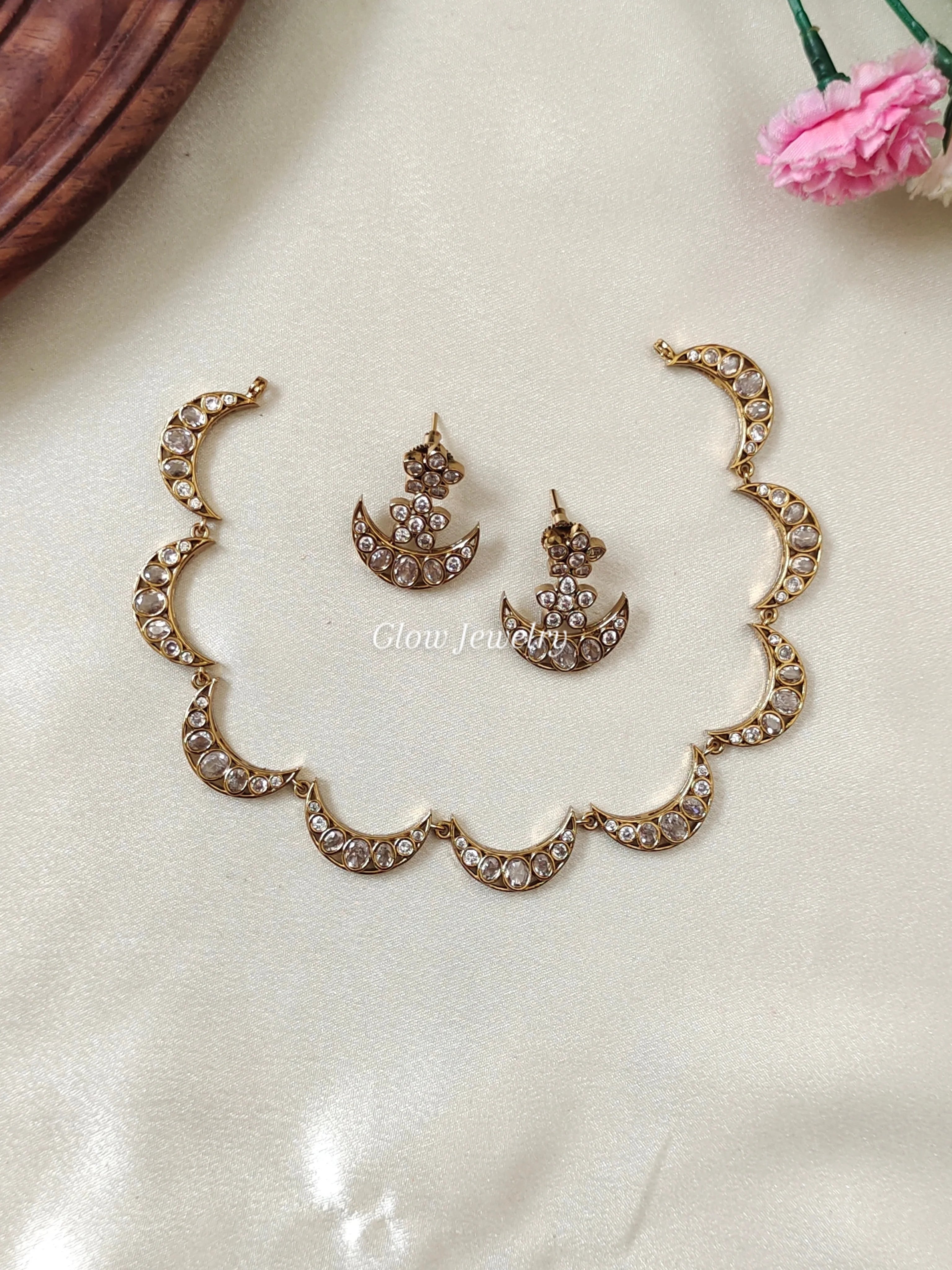 Premium Quality Half Moon AD Stone Necklace