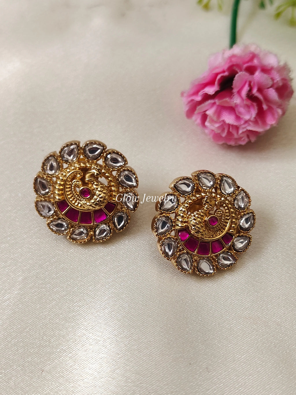 Premium Quality Jadau Peacock Stud
