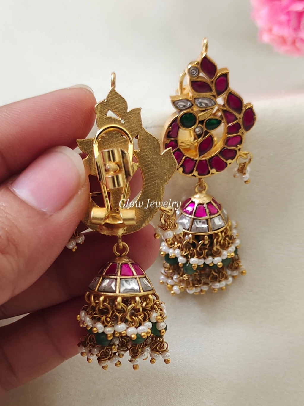 Premium Quality Gold Look Alike Jadau Jumka
