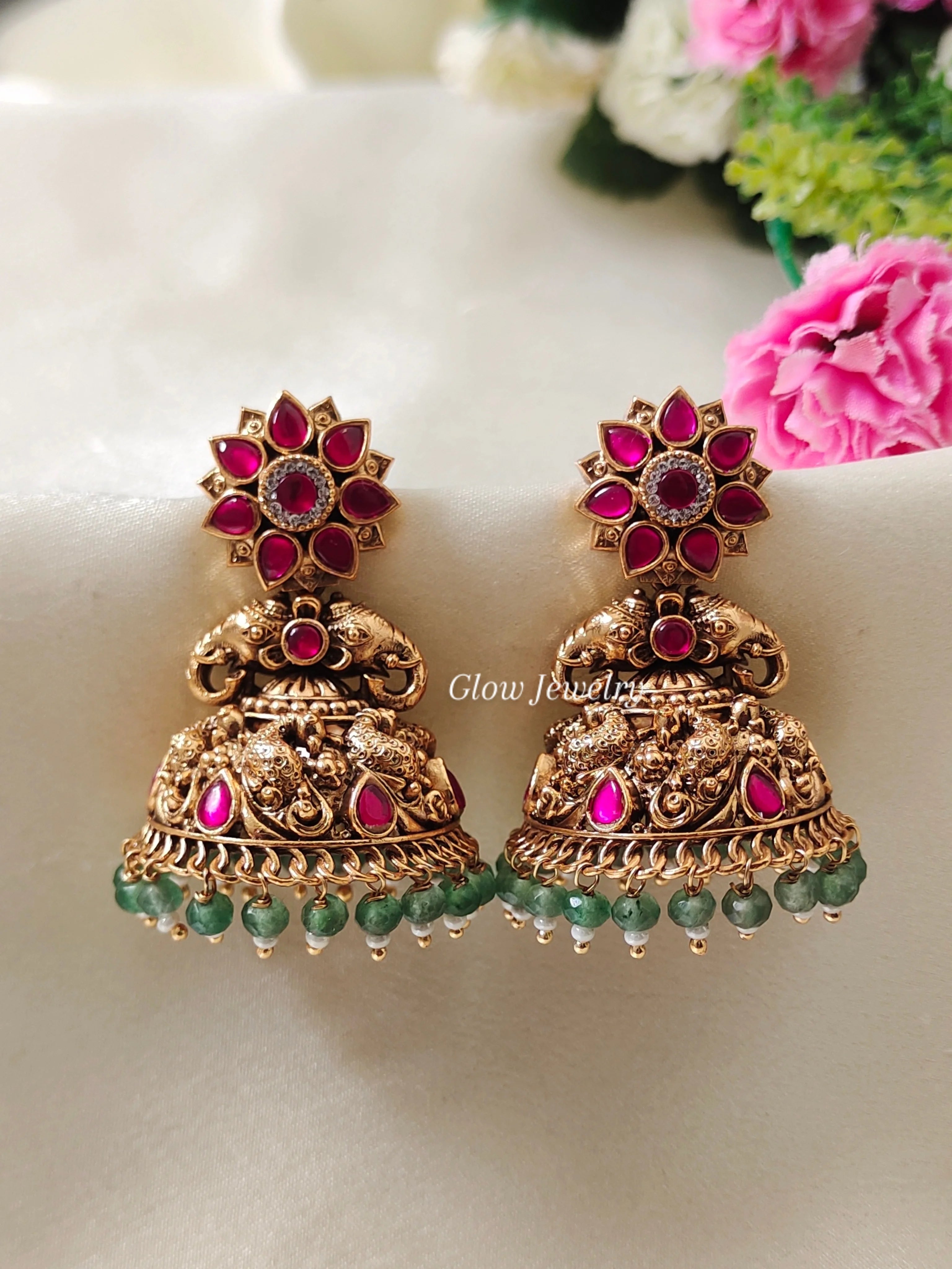 Premium Quality Bridal Peacock Design Jadau Jumka