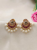 Premium Quality kempu Studs with Pearl Drop