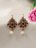 Premium Quality kempu Studs with Pearl Drop
