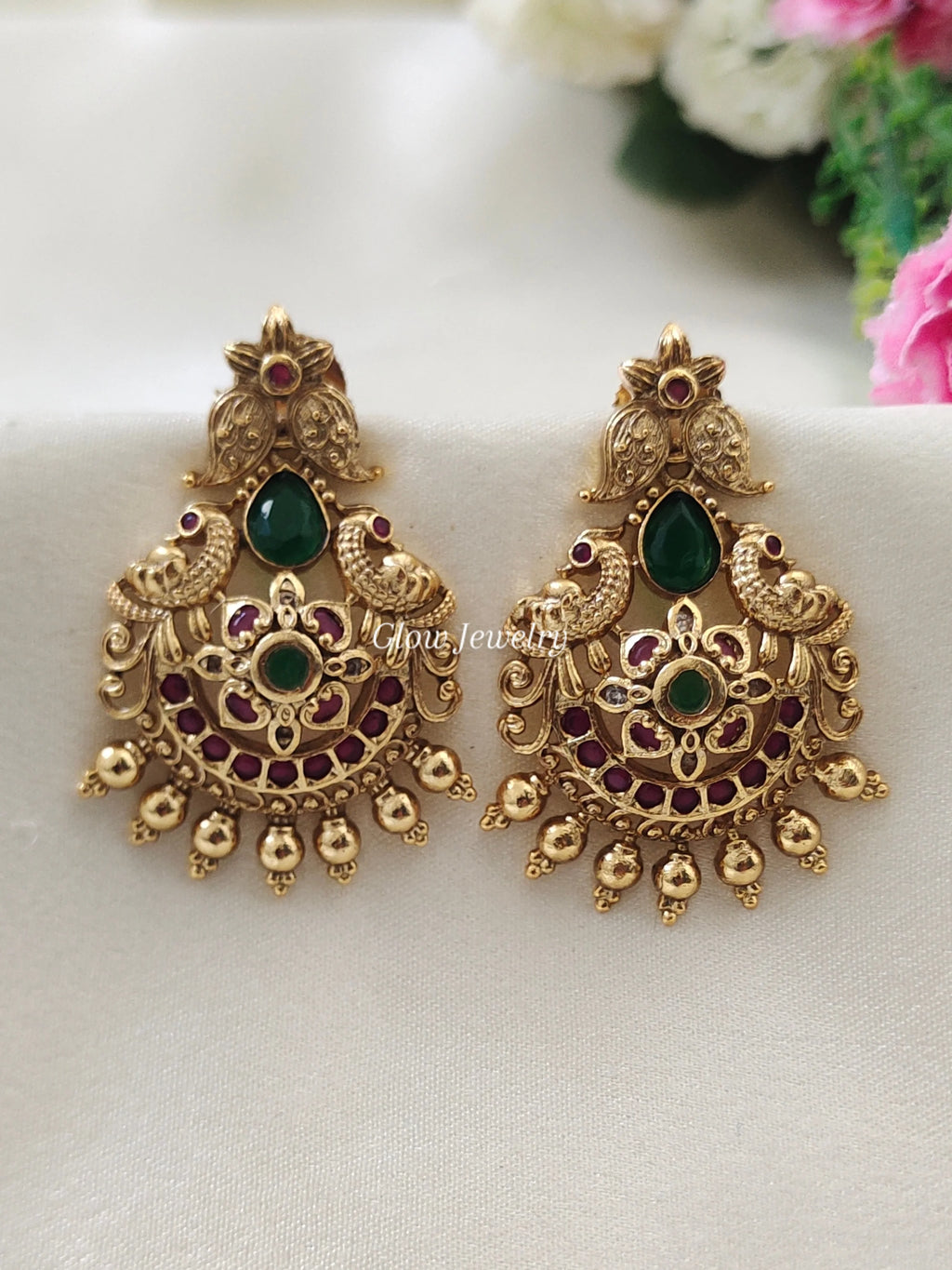 Premium Quality Gold Finish Peacock Chandbali