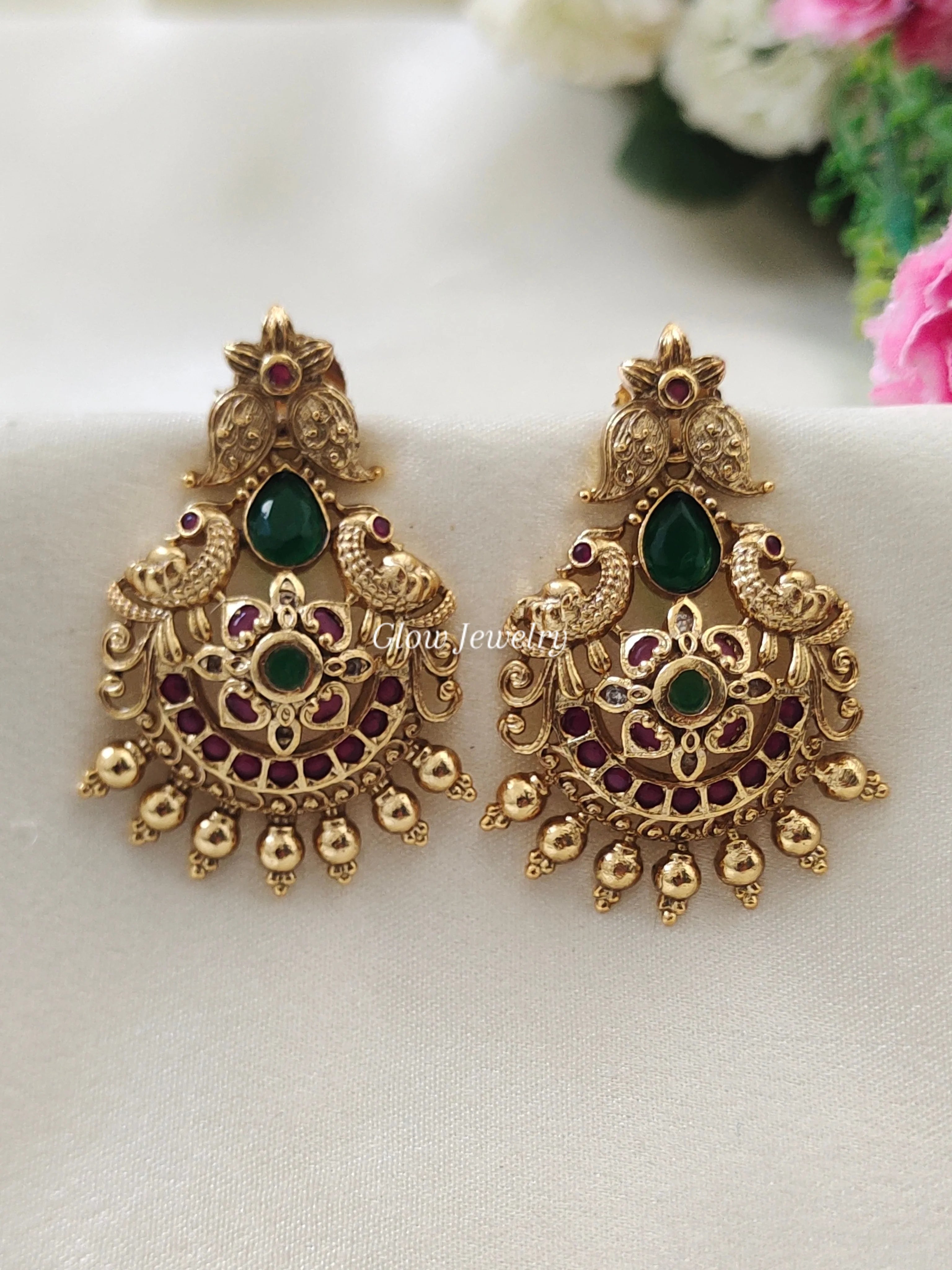 Premium Quality Gold Finish Peacock Chandbali