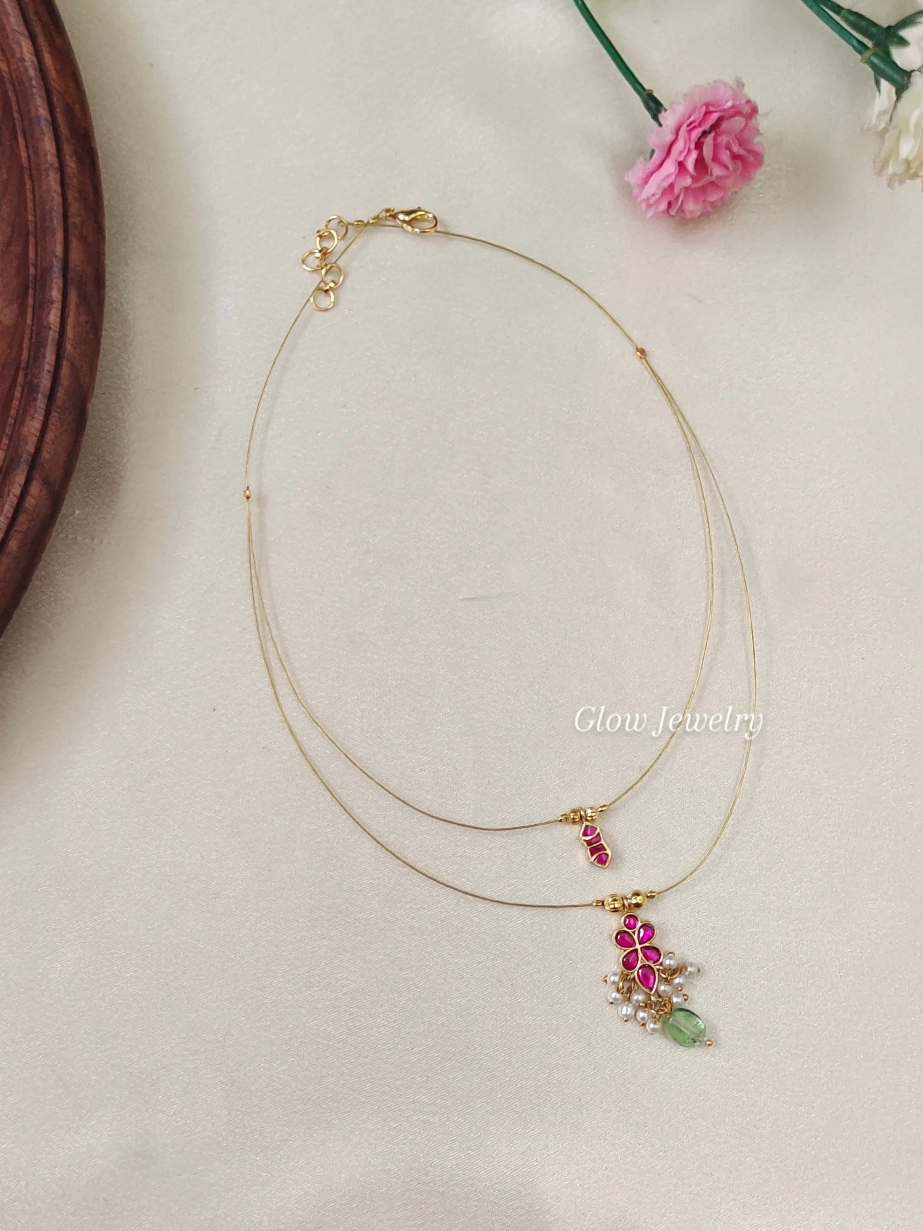 Premium Quality 2 Layer Jadau Invisible Necklace