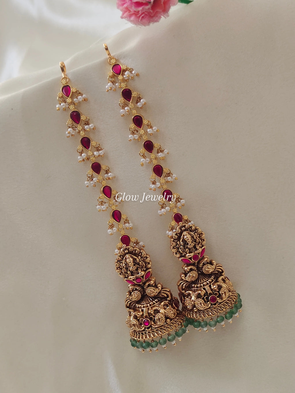 Premium Quality Jadau Bridal Lakshmi Jumka with Jadau Maatil
