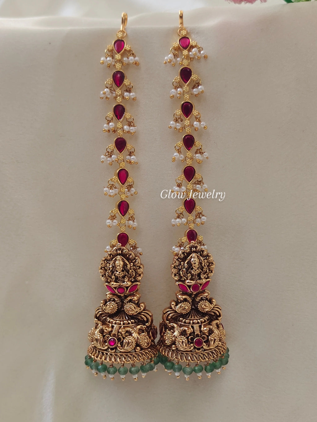 Premium Quality Jadau Bridal Lakshmi Jumka with Jadau Maatil