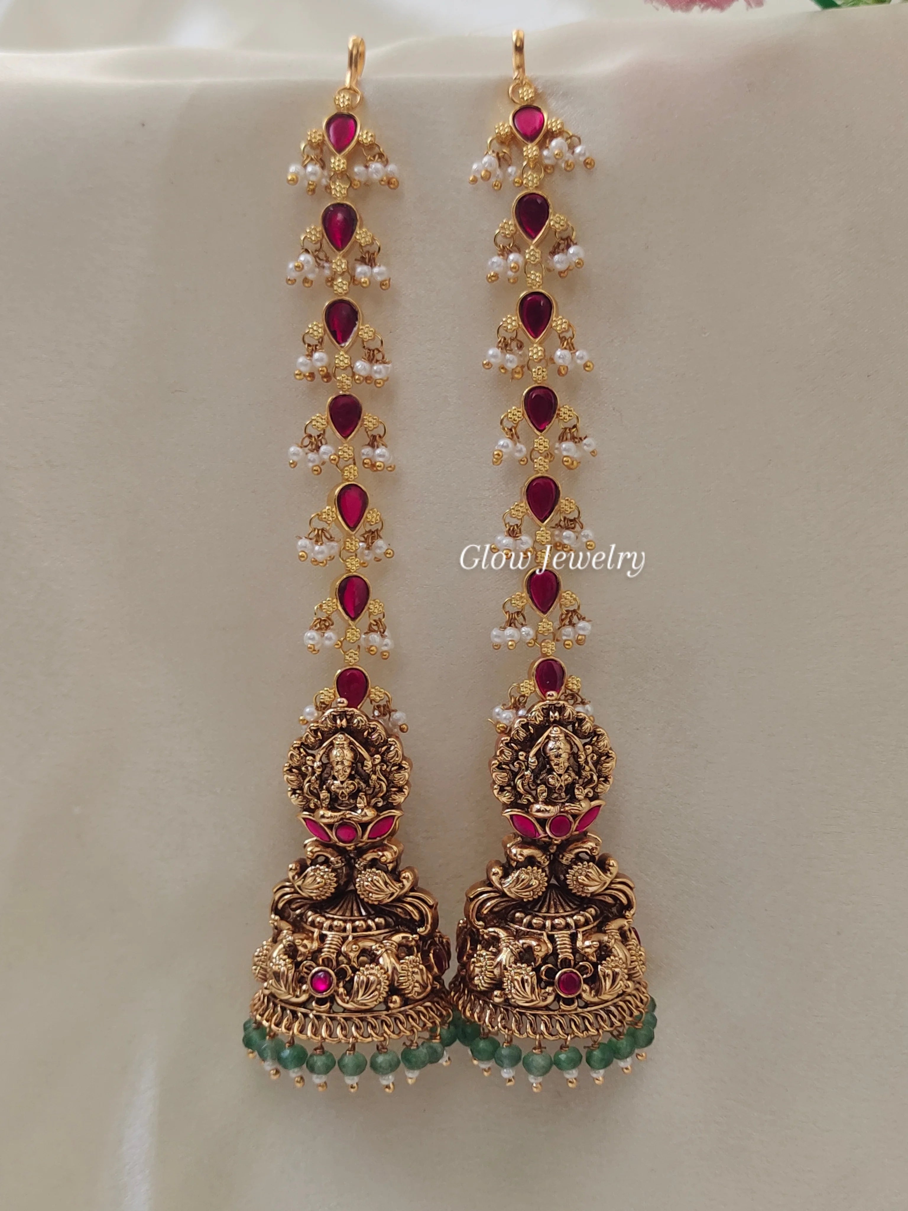 Premium Quality Jadau Bridal Lakshmi Jumka with Jadau Maatil