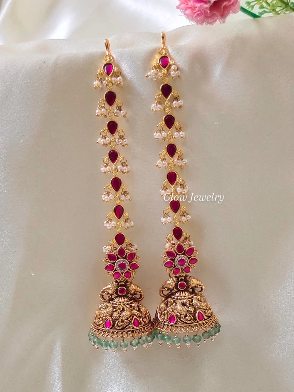 Premium Quality Jadau Bridal Jumka with Jadau Maatil