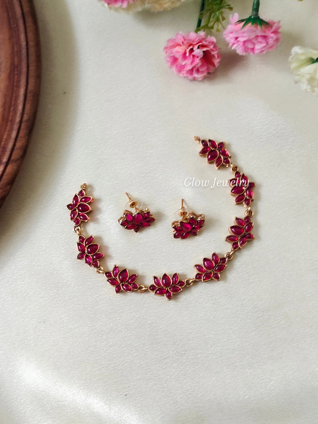 Premium Quality Kempu Lotus Neckset