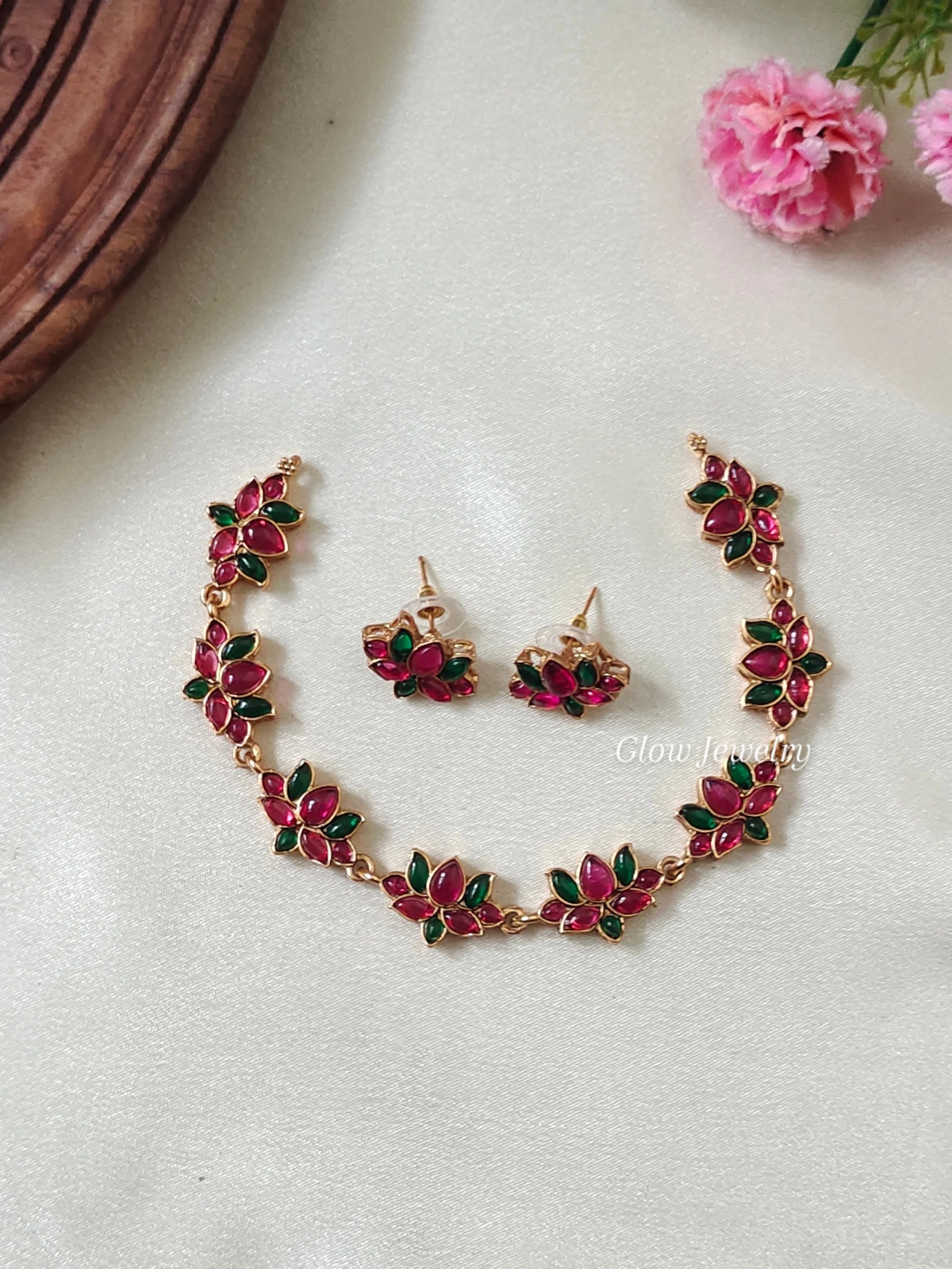 Premium Quality Kempu Lotus Neckset