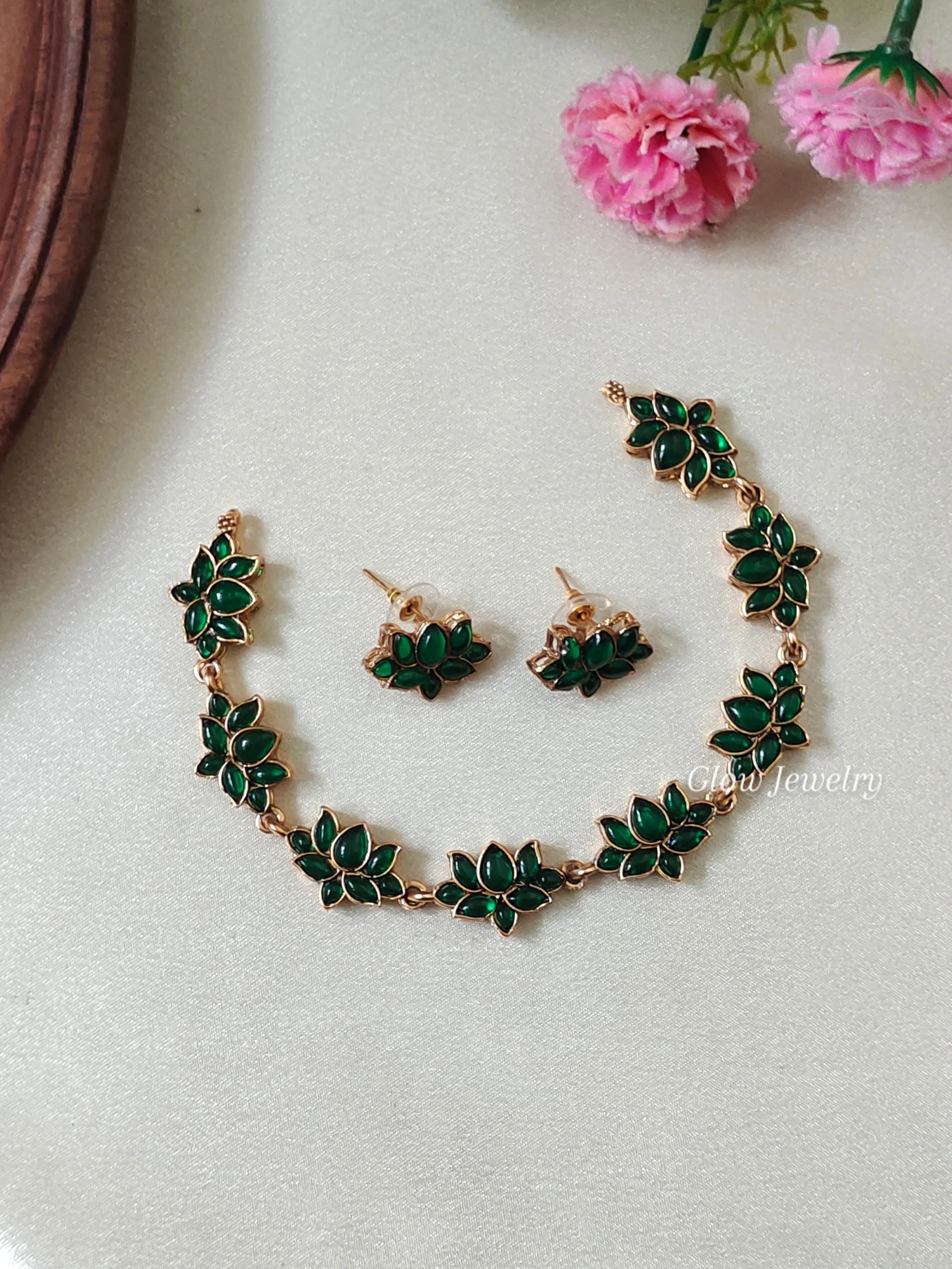 Premium Quality Kempu Lotus Neckset