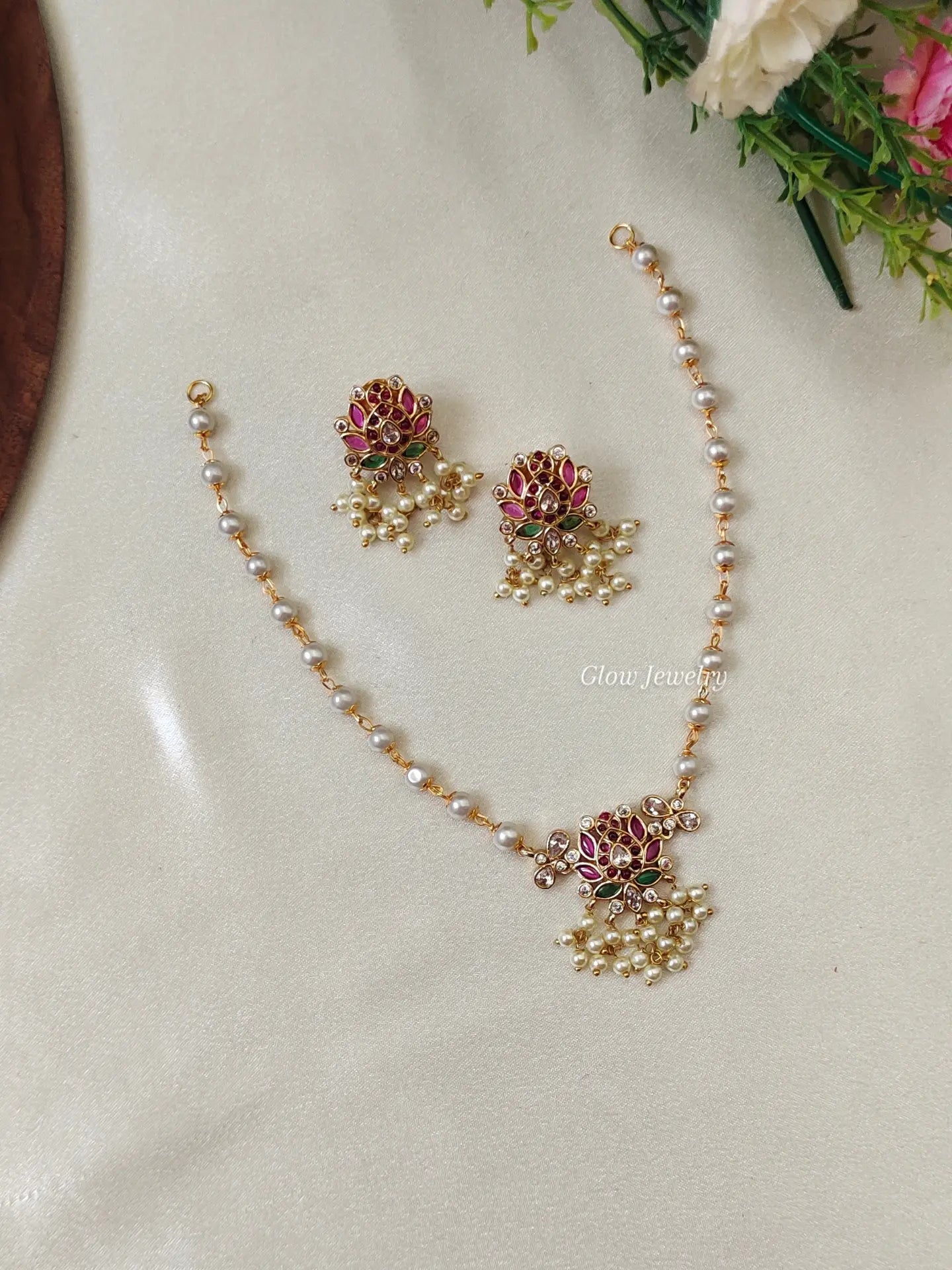 Premium Quality Pearl Lotus Necklace